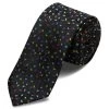Black Christmas Light Pattern Polyester Tie