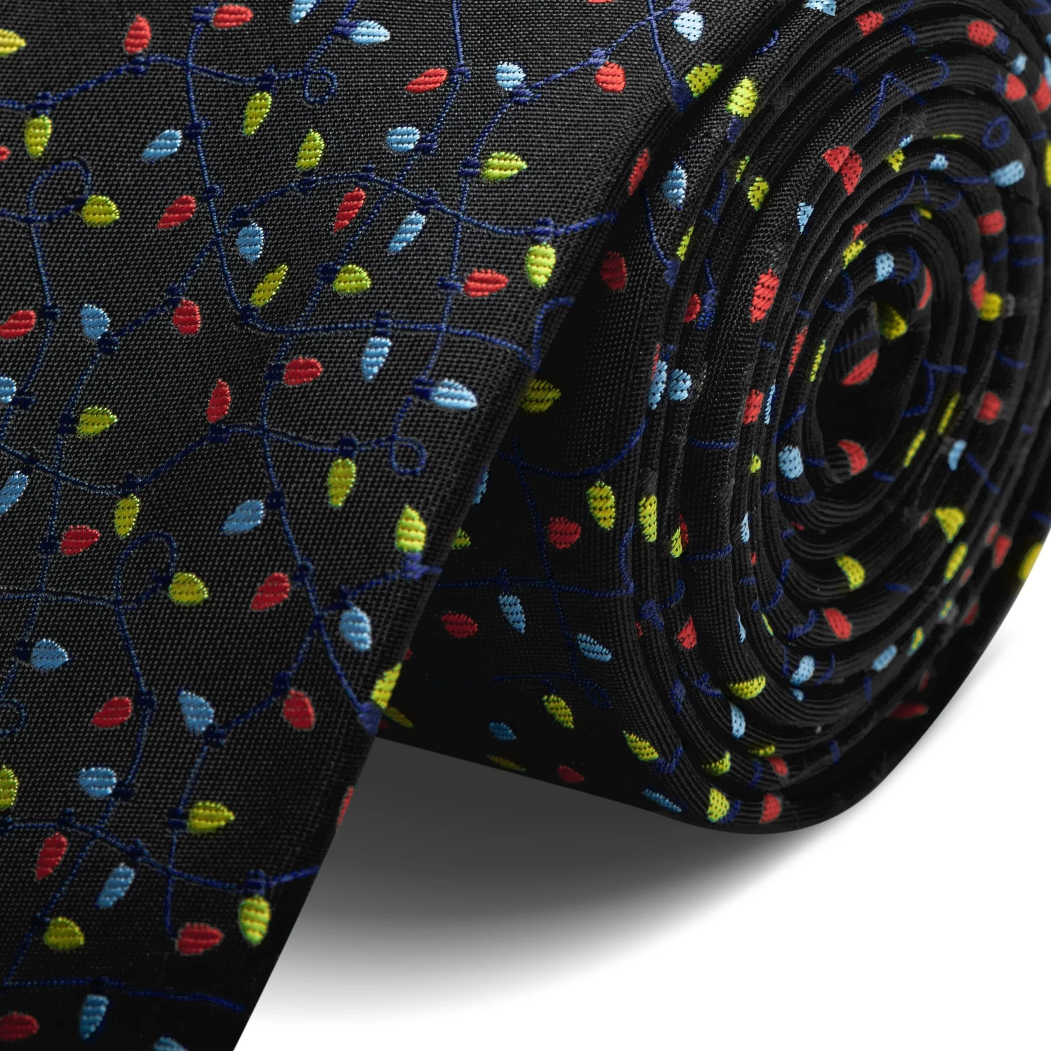 Black Christmas Light Pattern Polyester Tie - Image 2