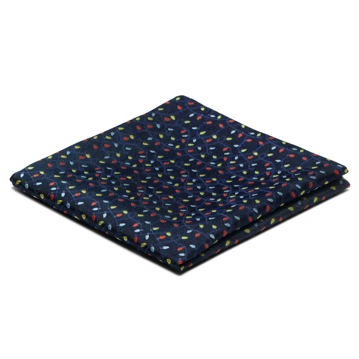 Navy Blue Christmas Light Pattern Pocket Square