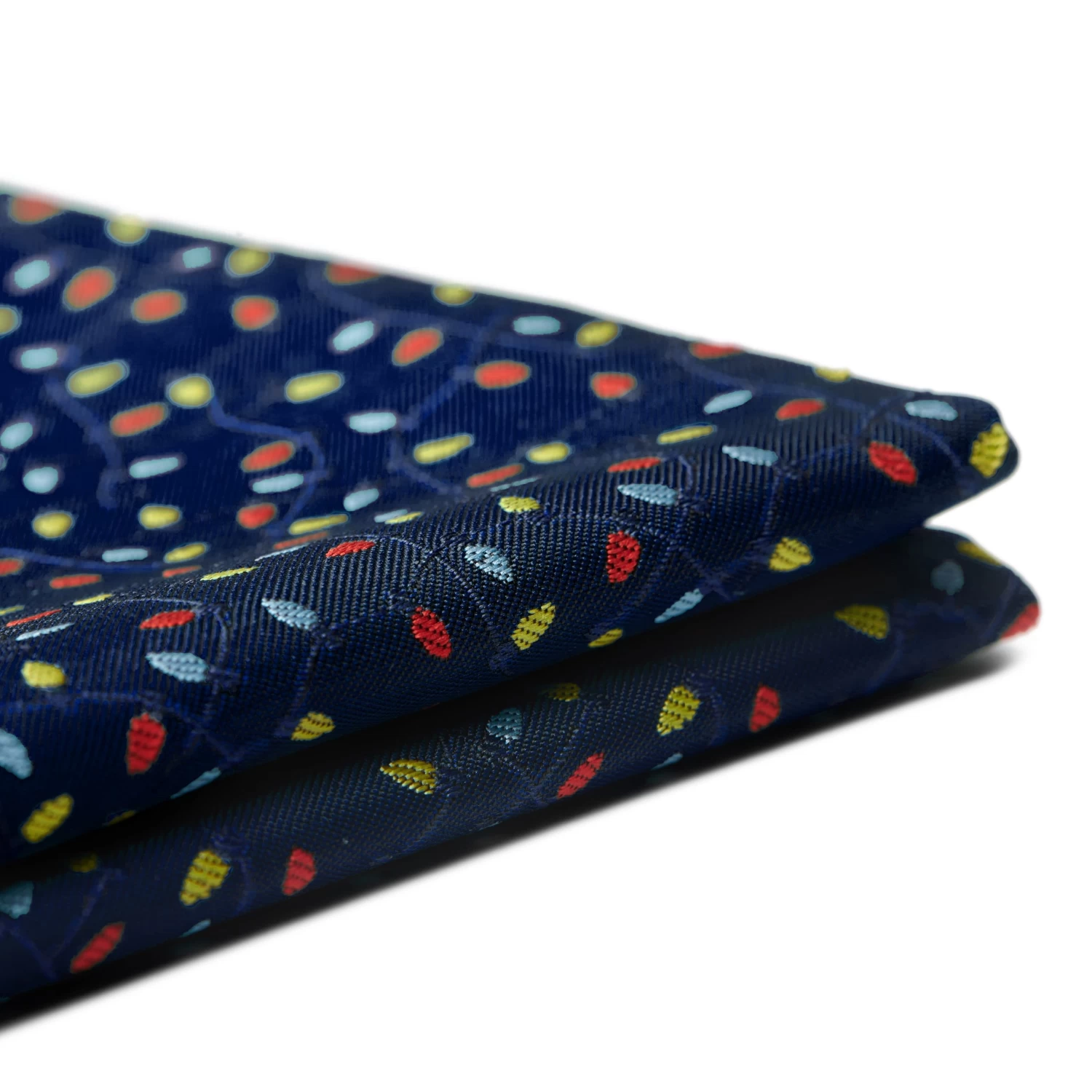Navy Blue Christmas Light Pattern Pocket Square - Image 3
