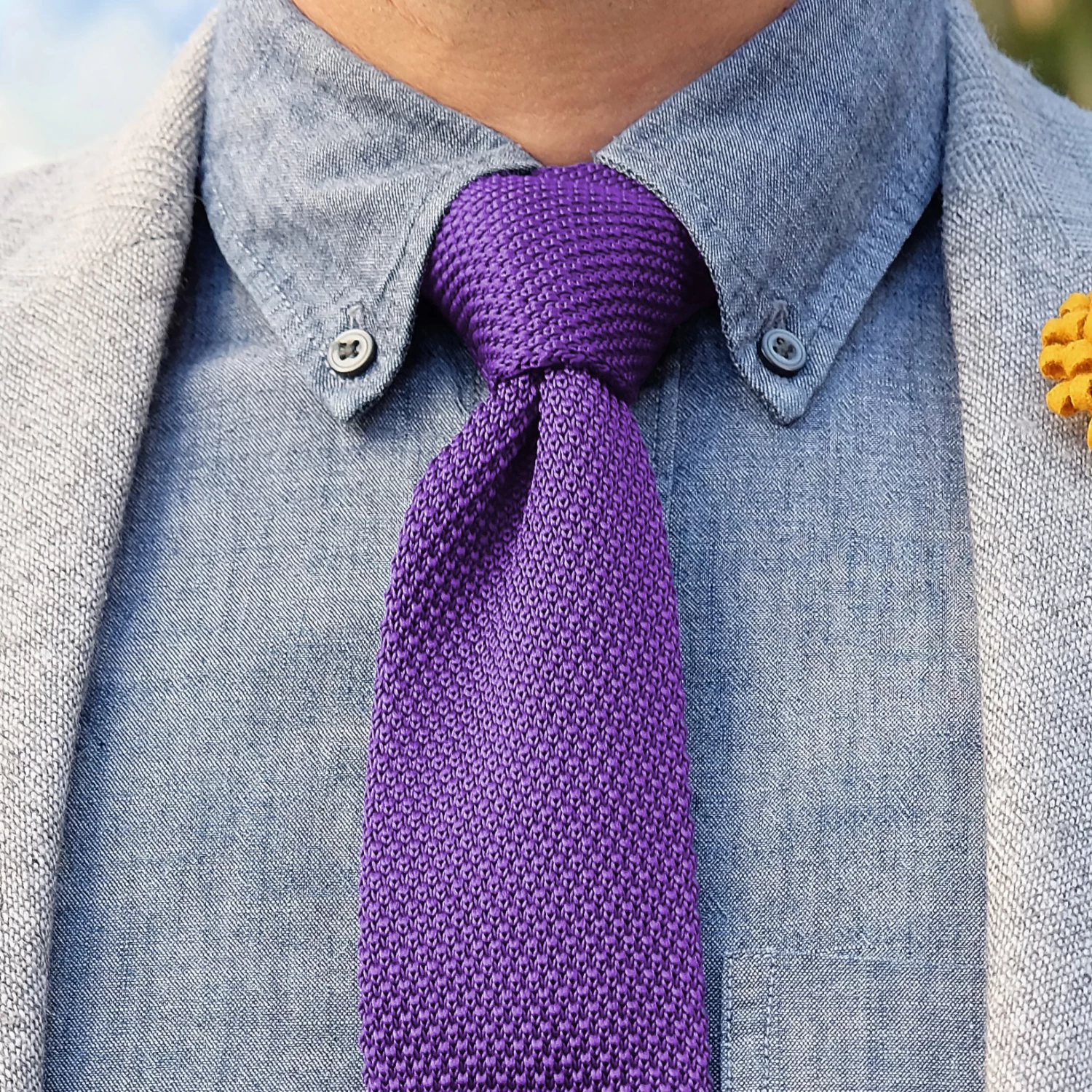 Lavender Polyester Knitted Tie - Image 3