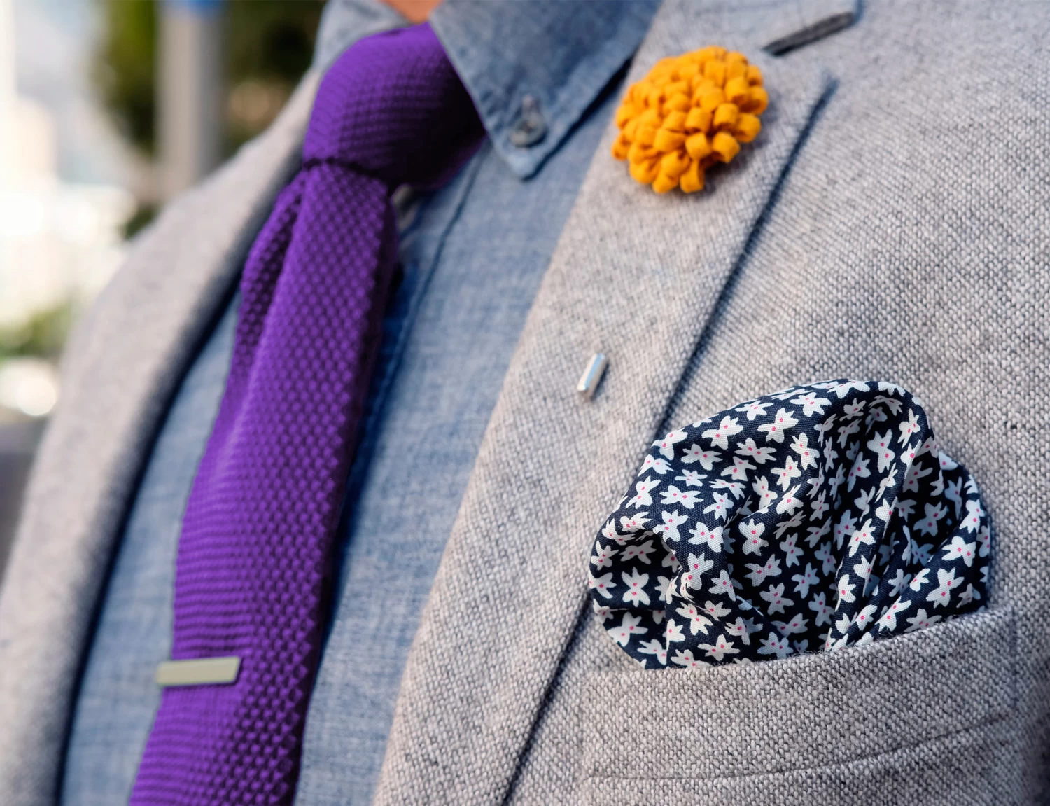 Lavender Polyester Knitted Tie - Image 4