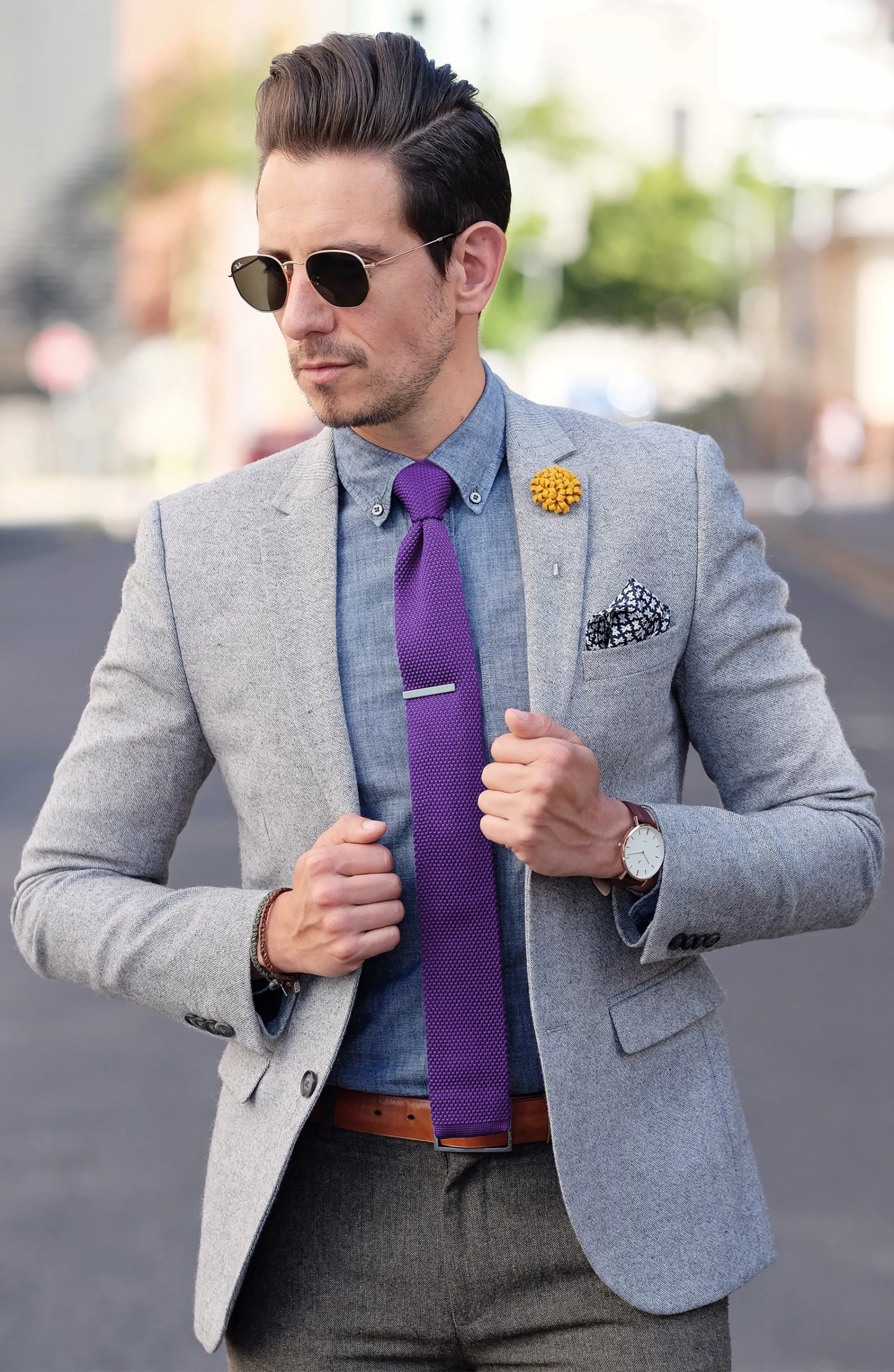 Lavender Polyester Knitted Tie - Image 5