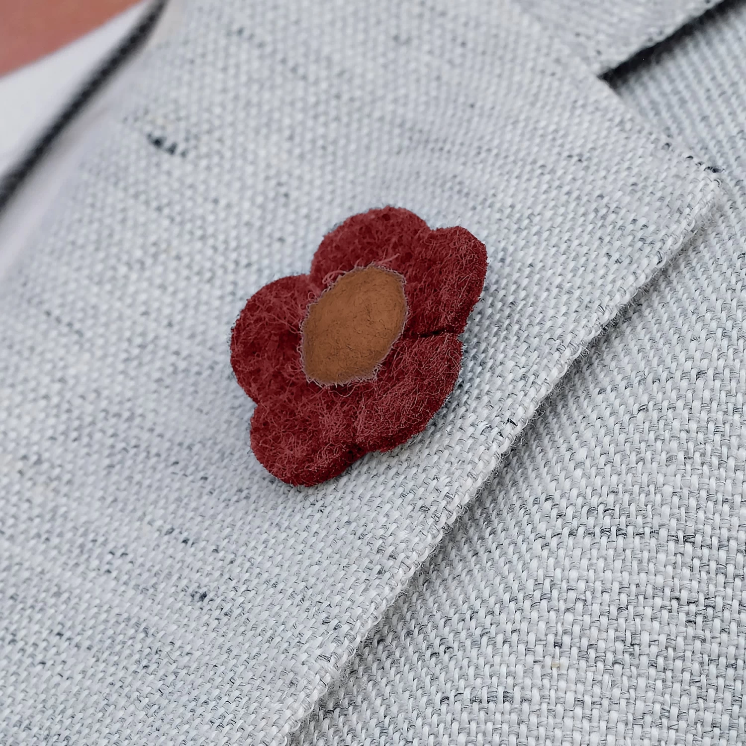 Bordeaux & True Brown Felt Flower Lapel Pin - Image 5