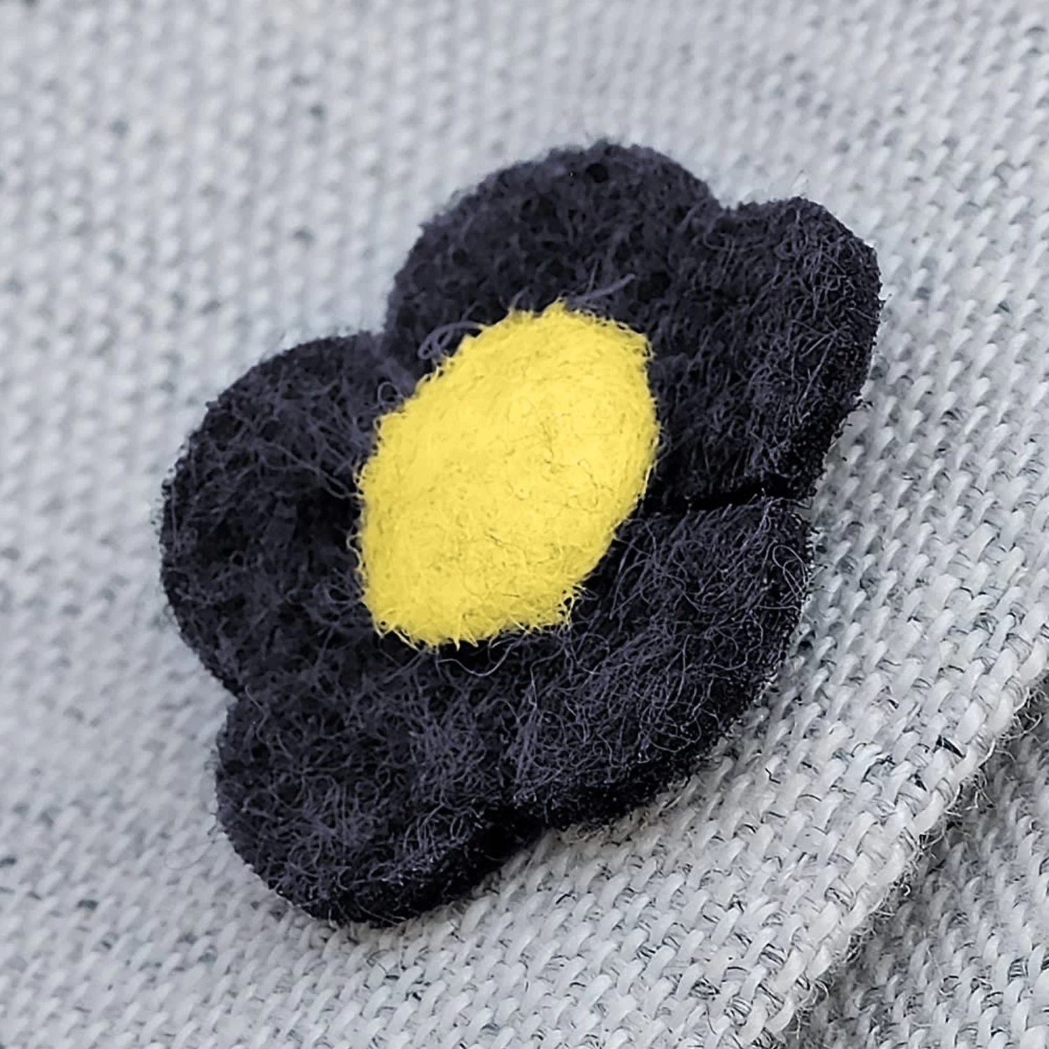 Navy Blue & Lemon Yellow Felt Flower Lapel Pin - Image 7