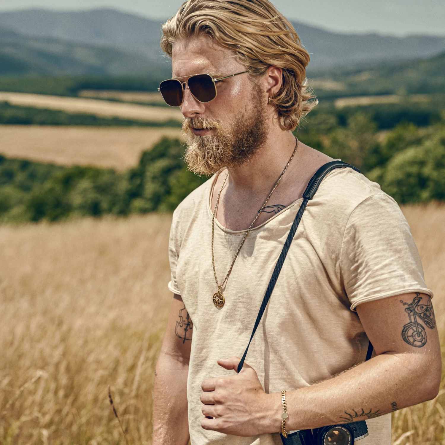 Atlas | Gold-tone Steel North Star Pendant Necklace - Image 2