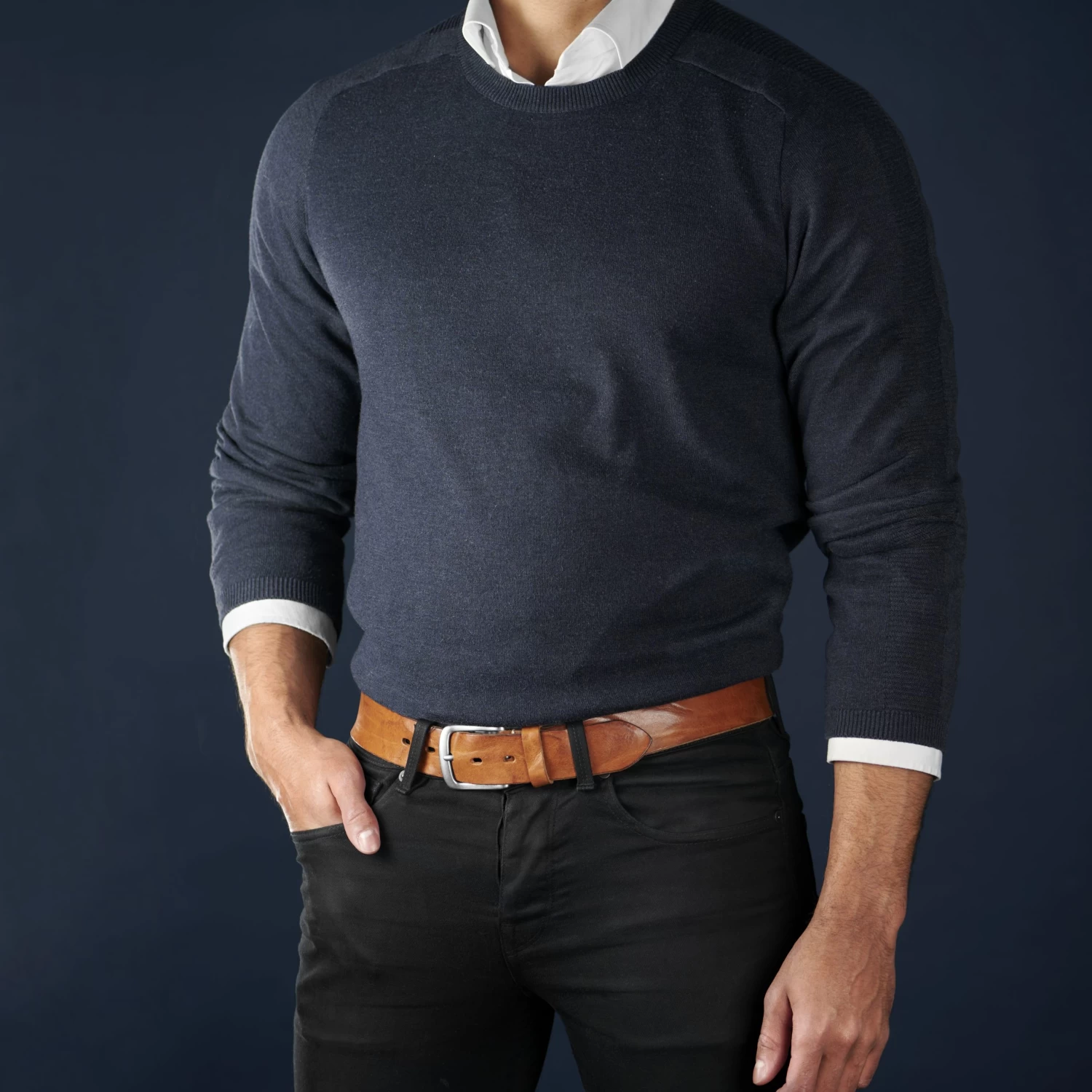 Casual Slim Tan Leather Belt - Image 5