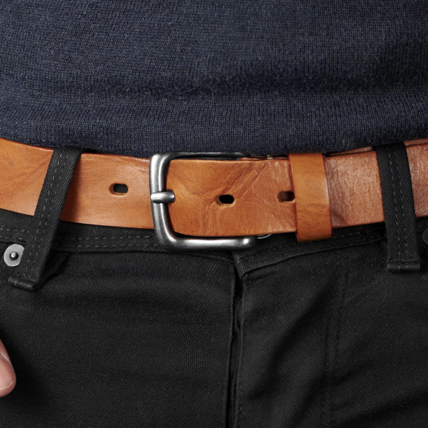 Casual Slim Tan Leather Belt - Image 6