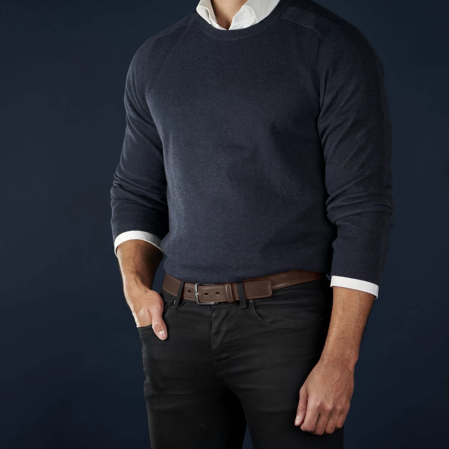 Classic Dark Brown Leather Belt - Image 8