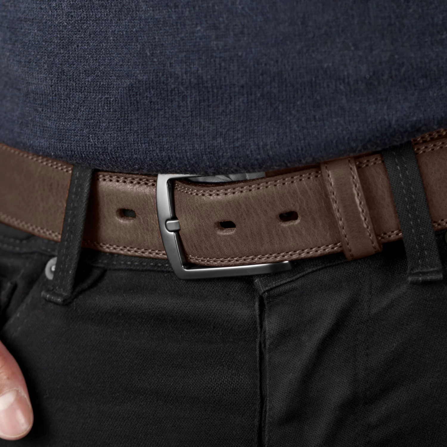 Classic Dark Brown Leather Belt - Image 9