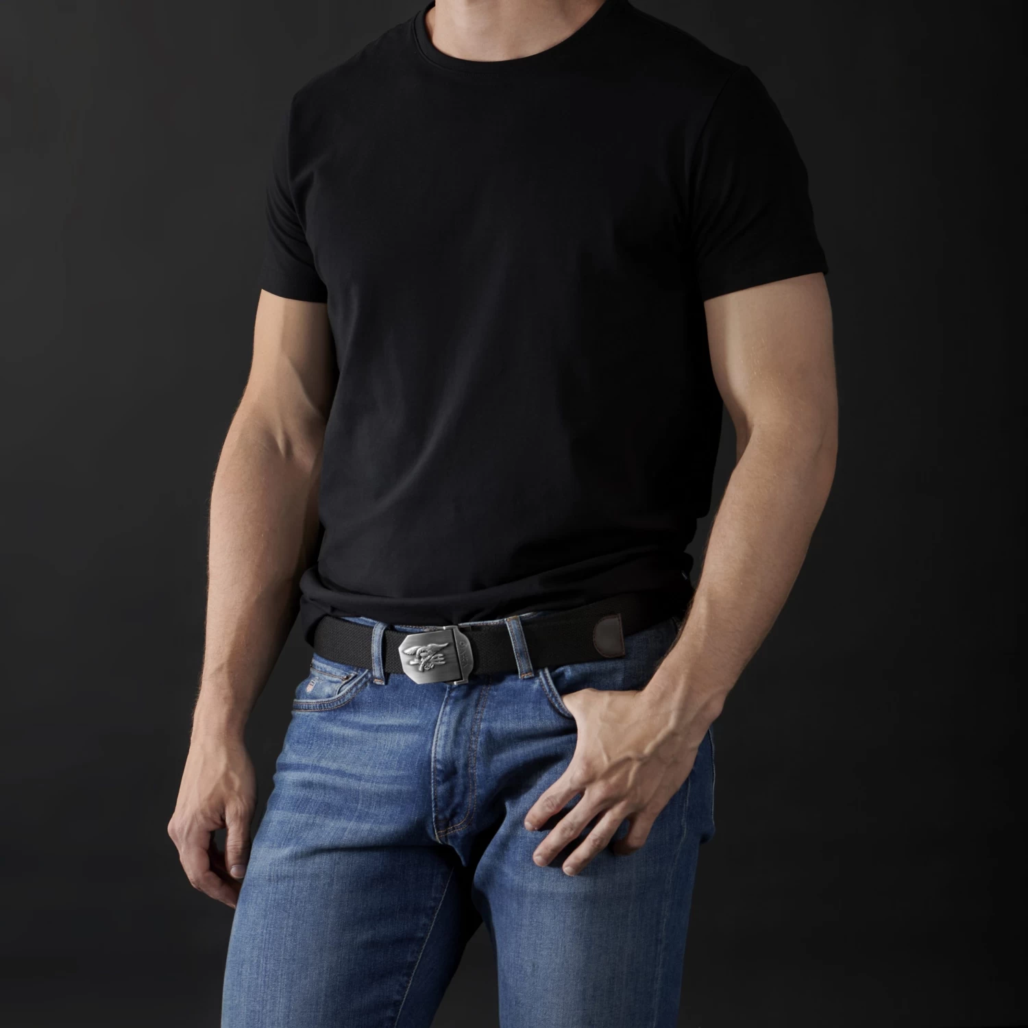 Eagle Buckle Black Canvas Belt - Image 5