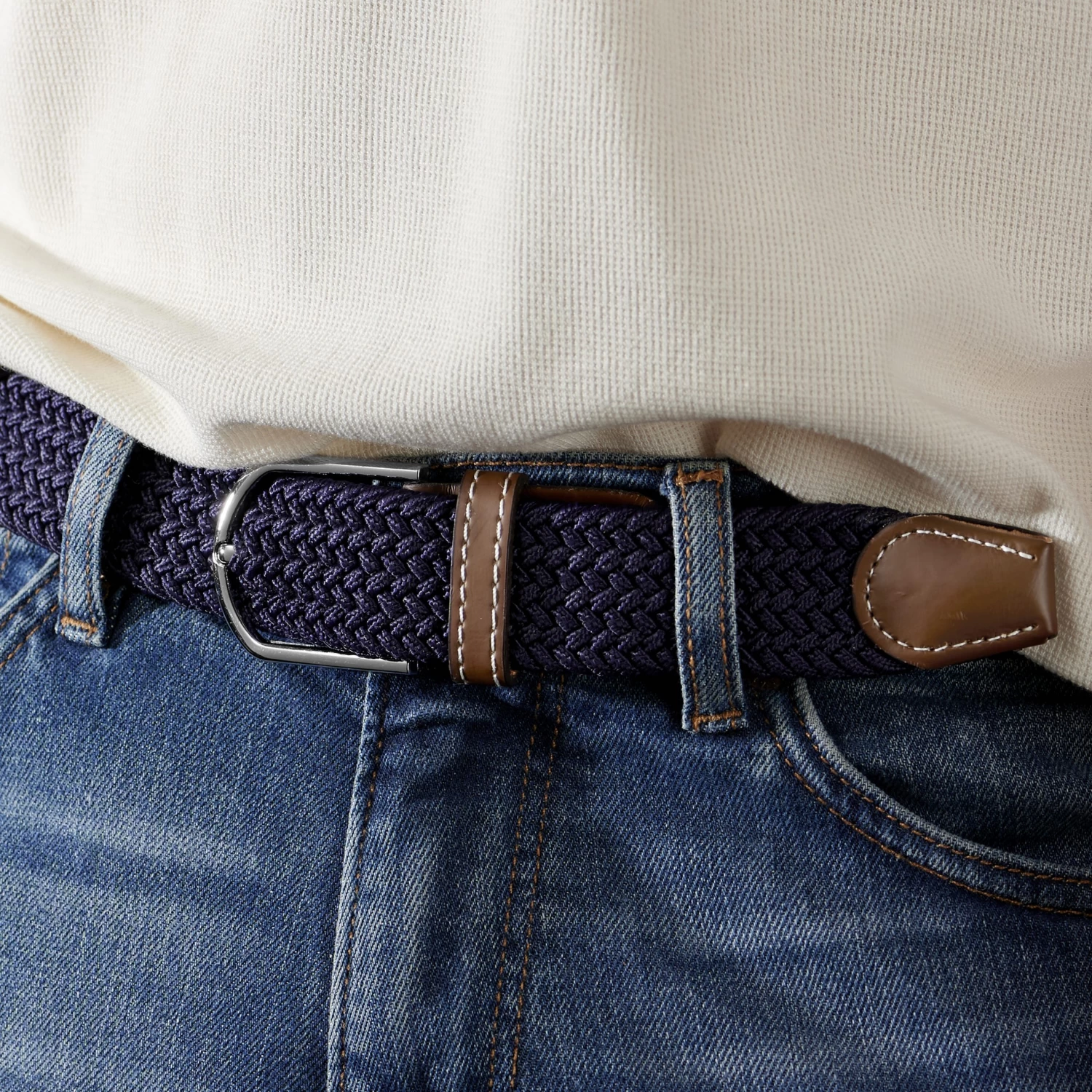 XL Dark Blue Canvas Elastic Belt - Image 8