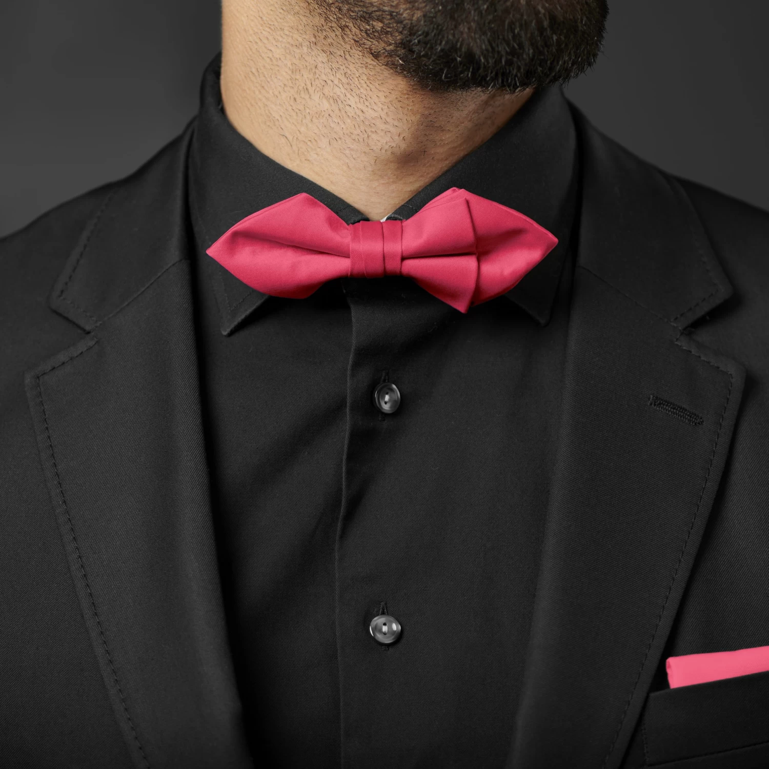 Neon Pink Basic Pointy Pre-Tied Bow Tie - Image 3