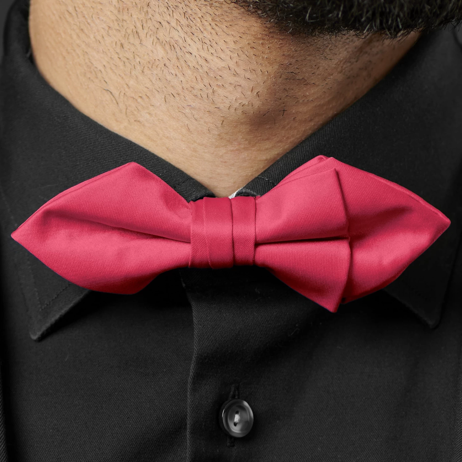 Neon Pink Basic Pointy Pre-Tied Bow Tie - Image 5