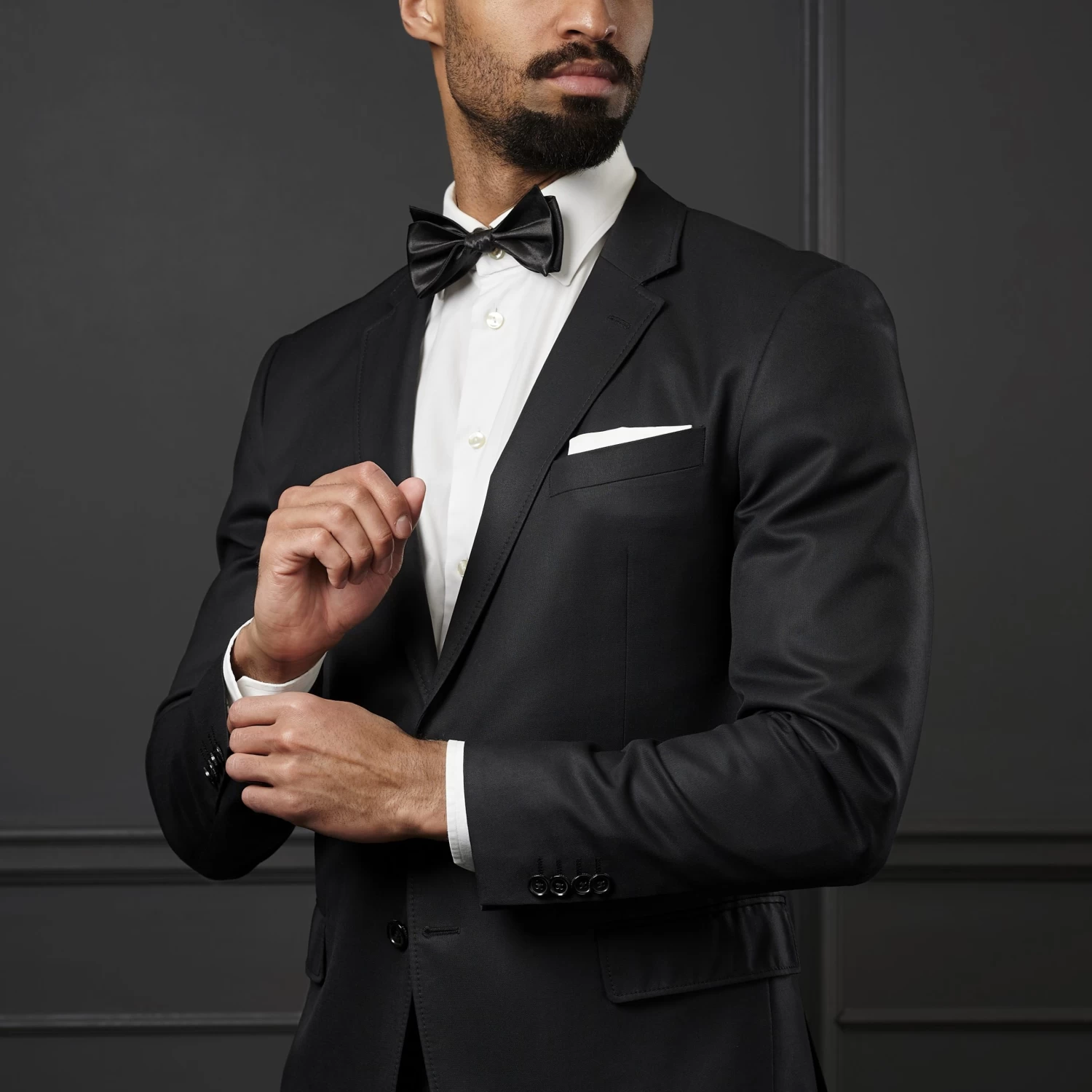 Black Shiny Basic Self-Tie Bow Tie - Image 4