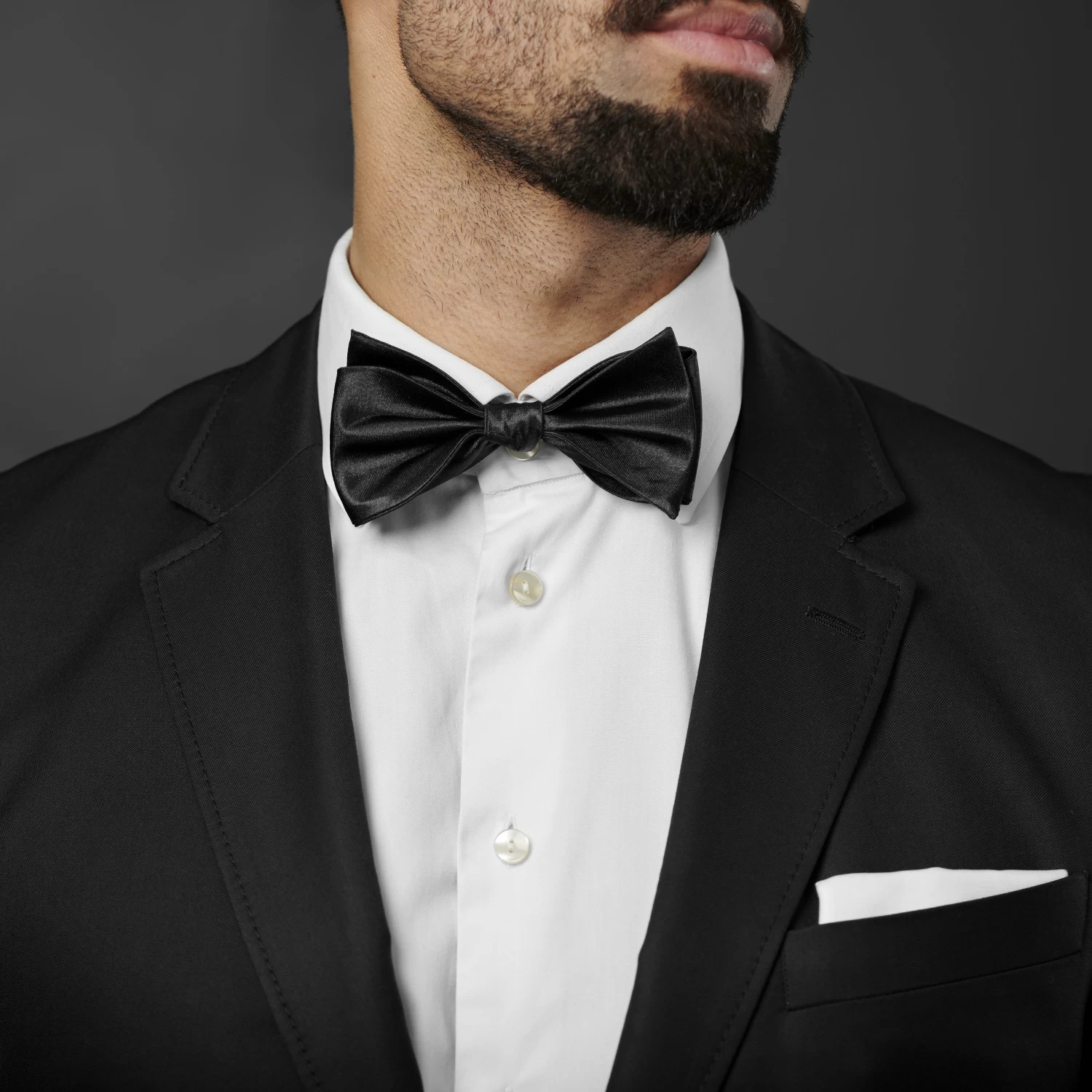 Black Shiny Basic Self-Tie Bow Tie - Image 3