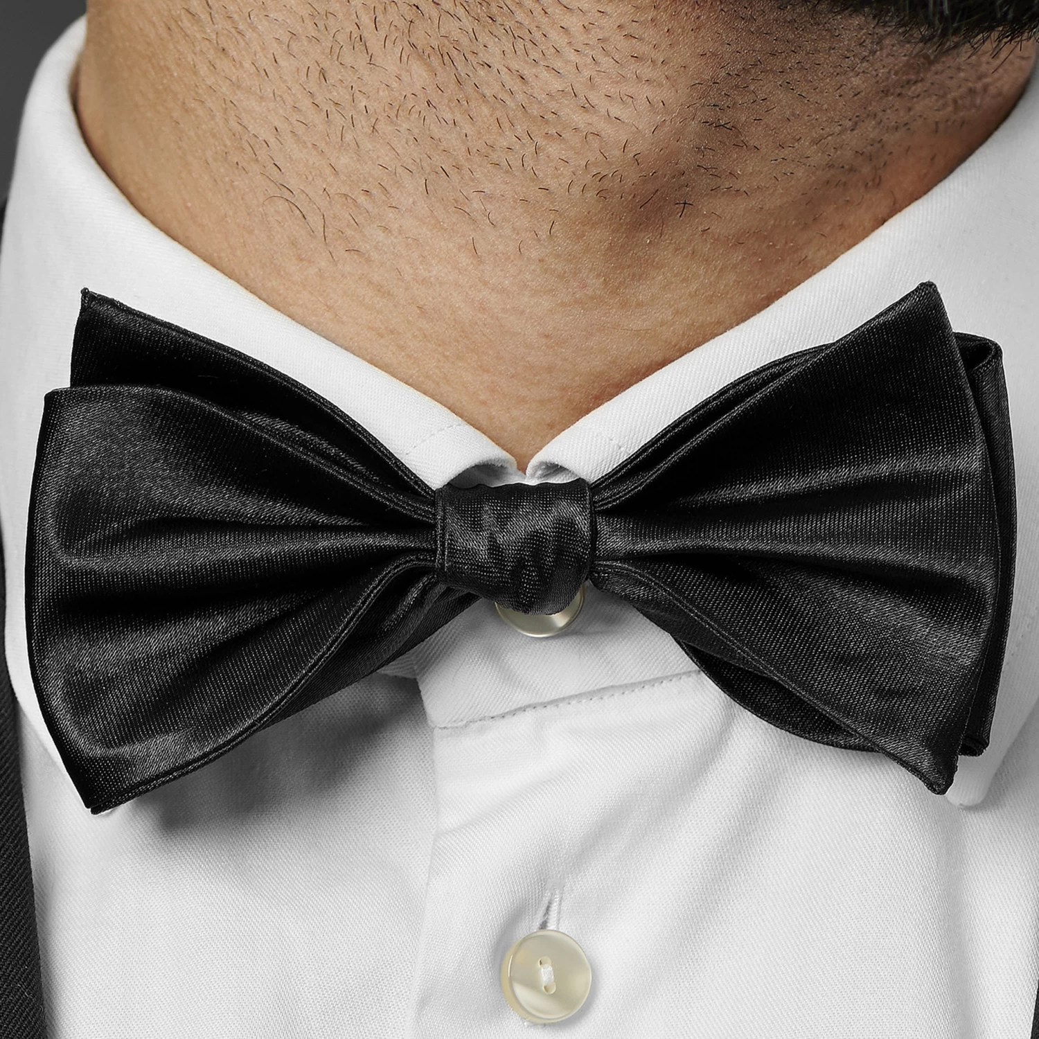Black Shiny Basic Self-Tie Bow Tie - Image 6