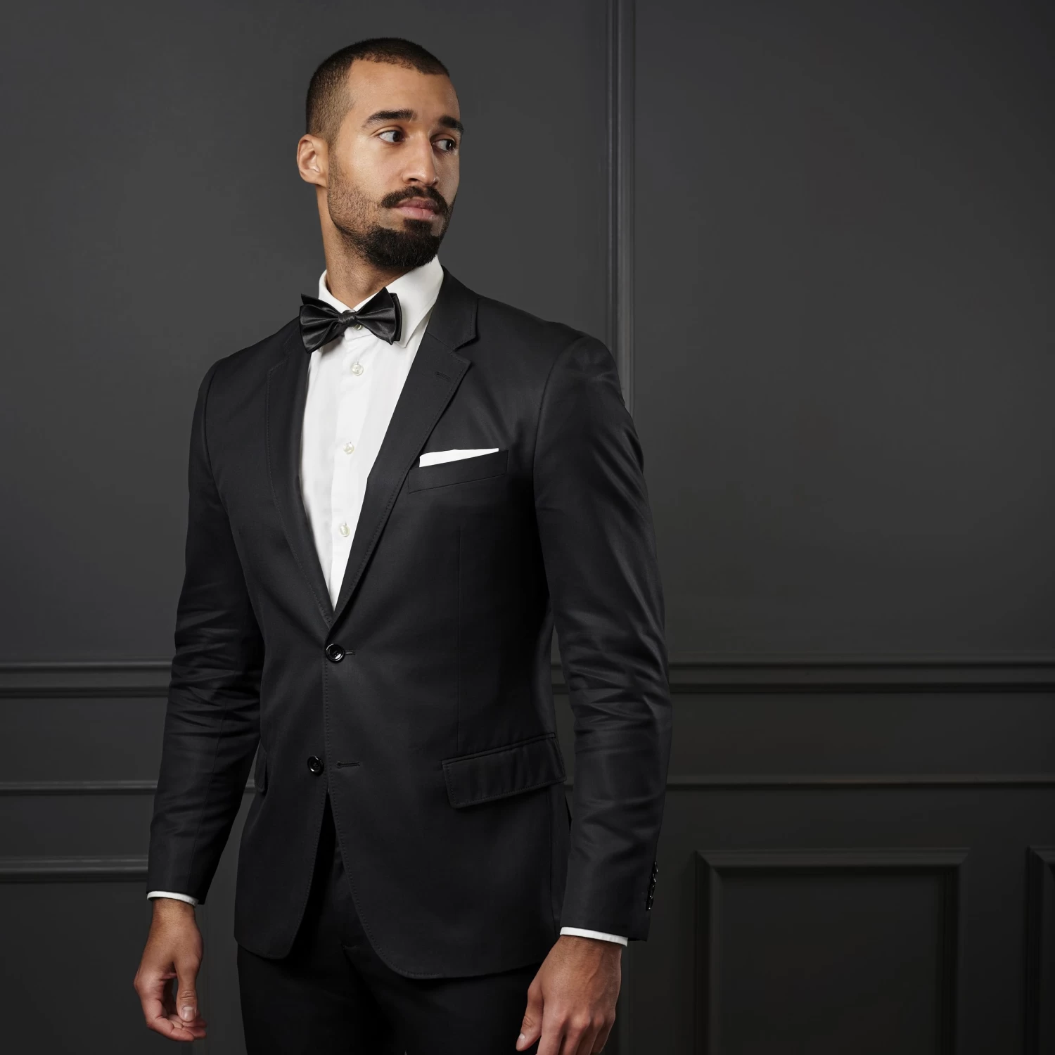 Black Shiny Basic Self-Tie Bow Tie - Image 5