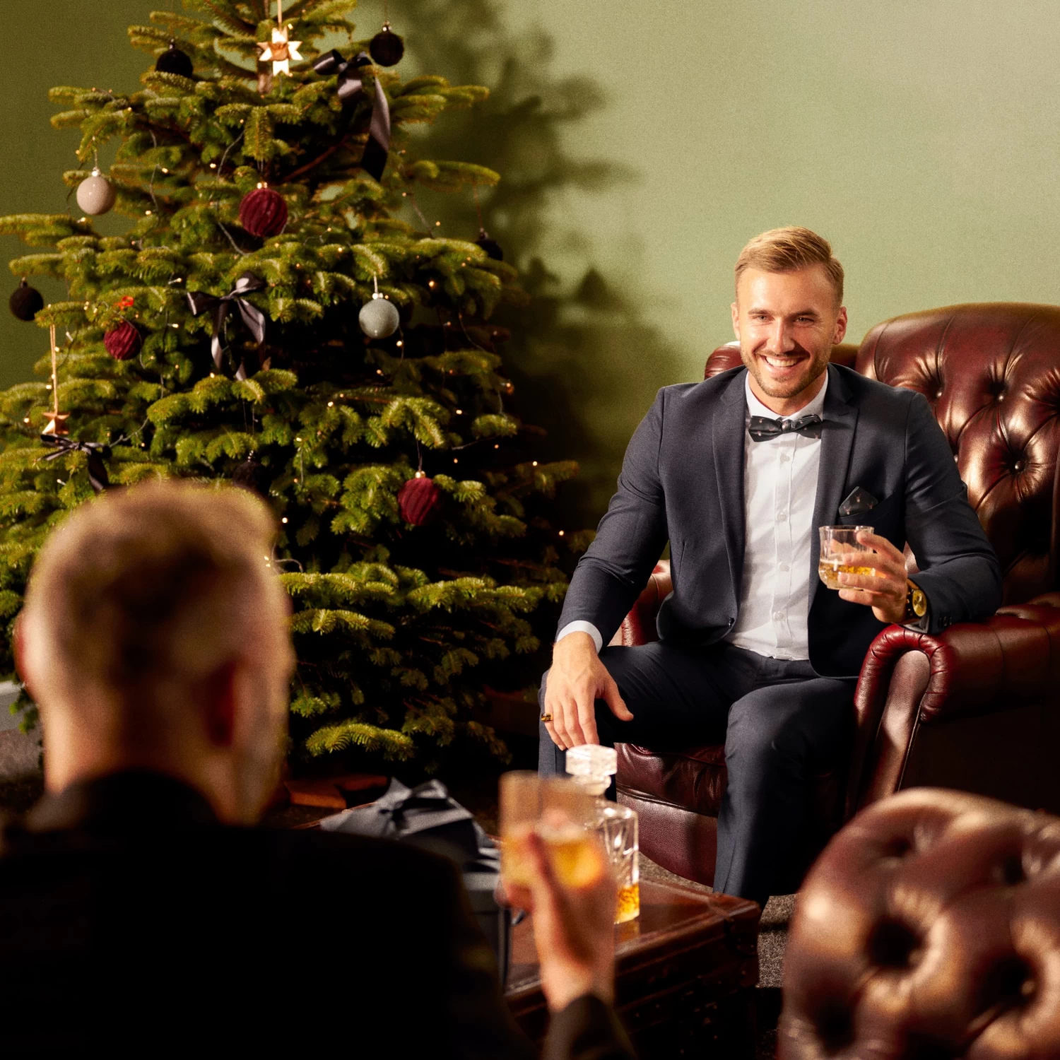 Black Christmas Reindeer Pattern Pocket Square - Image 3