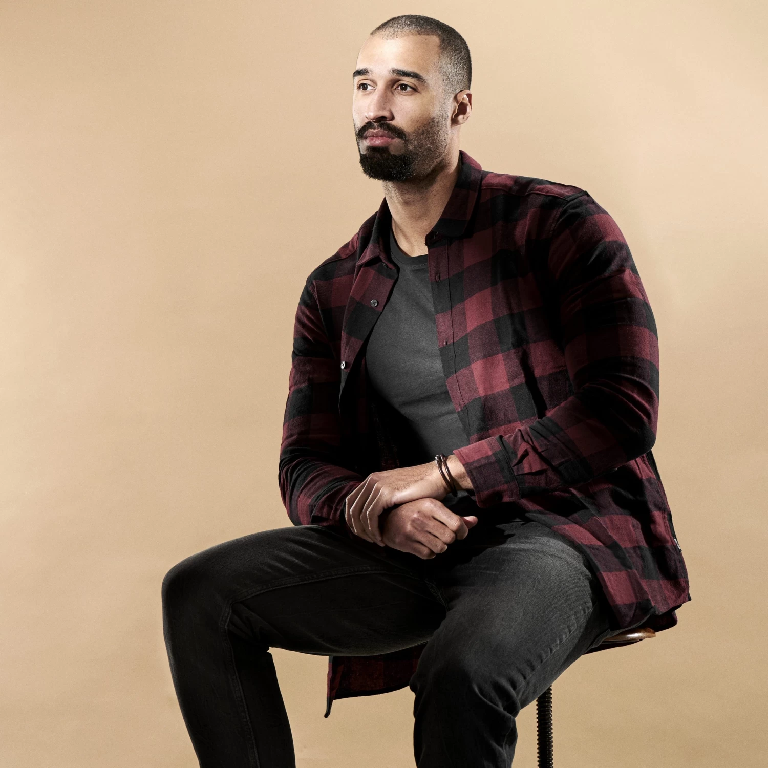 Collins | Simple Brown Leather Wrap Around Cord Bracelet - Image 3