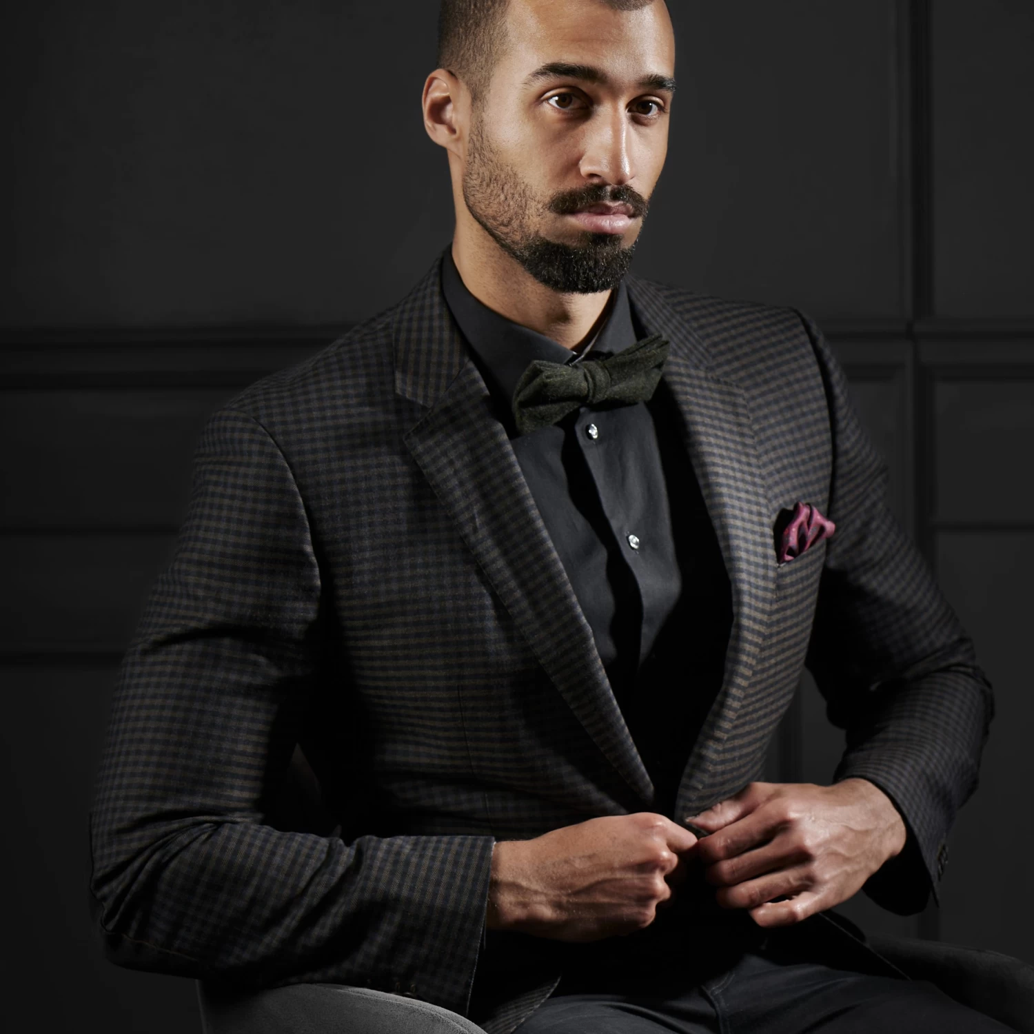 Dark Green Wool Pre-Tied Bow Tie - Image 4