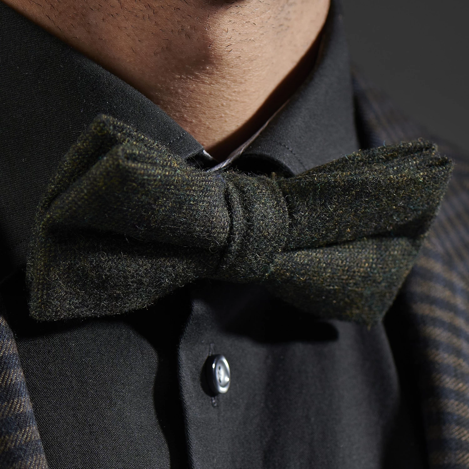 Dark Green Wool Pre-Tied Bow Tie - Image 6