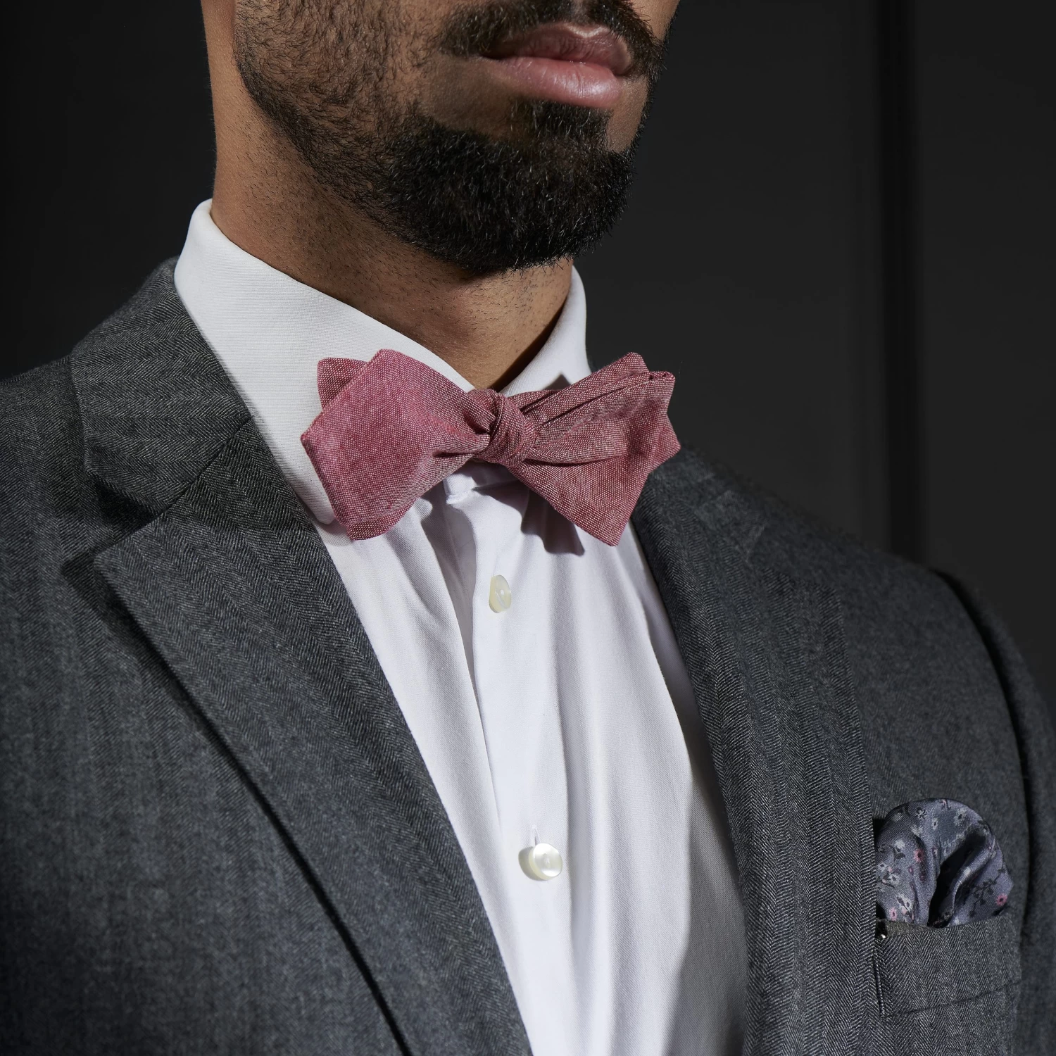 Peach Blossom Cotton Self-Tie Bow Tie - Image 3