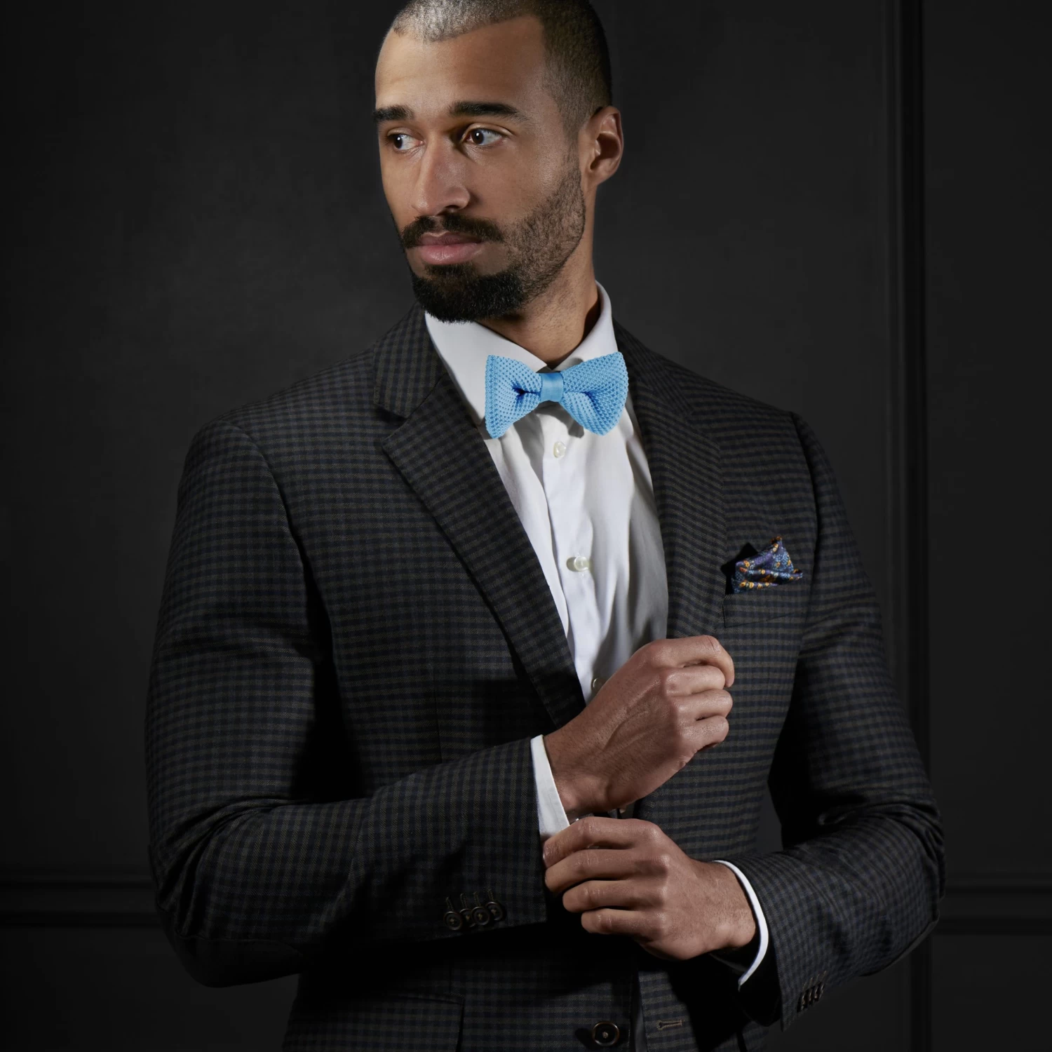 Baby Blue Knitted Pre-Tied Bow Tie - Image 4