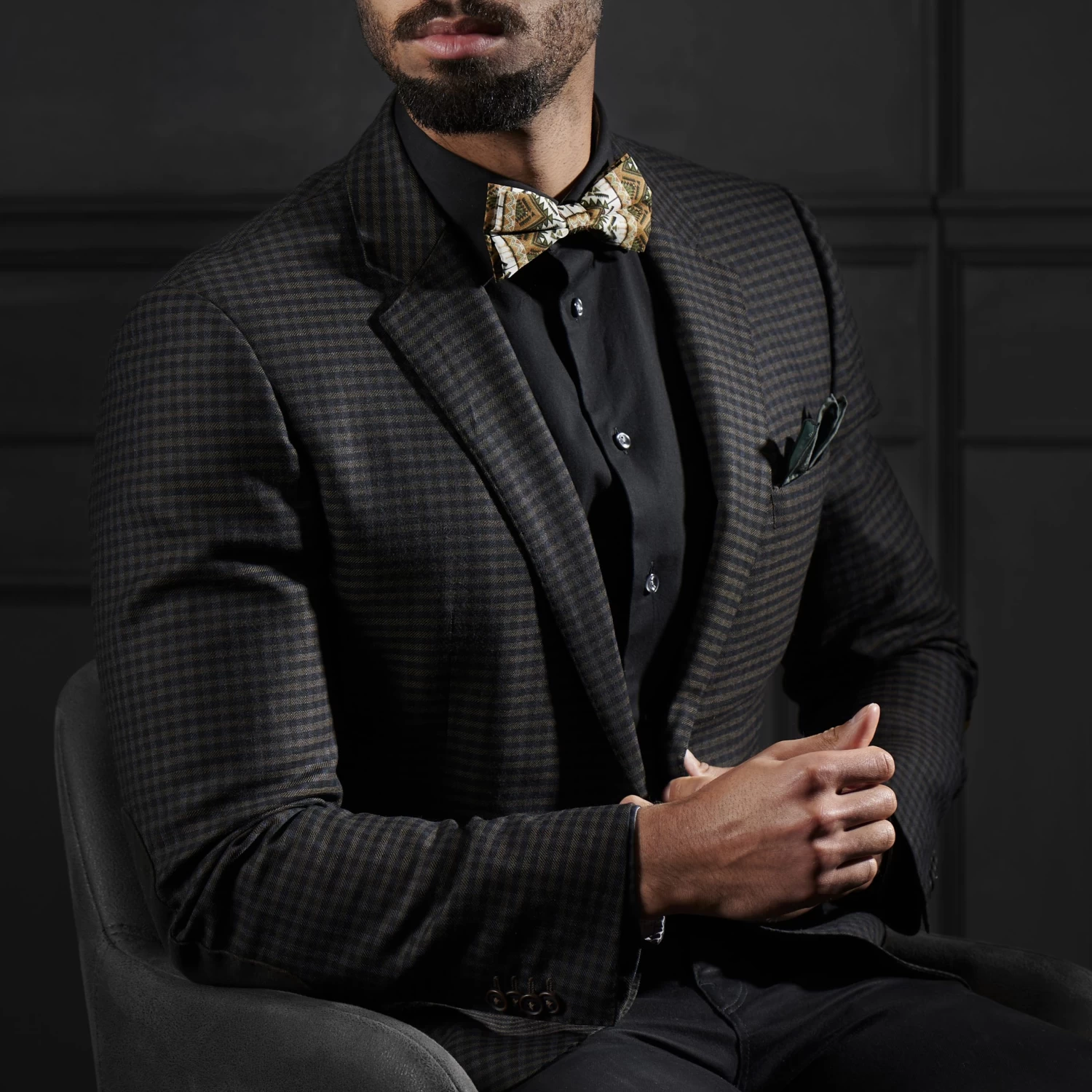 True Orange & Olive Green Silk Pre-Tied Bow Tie - Image 4