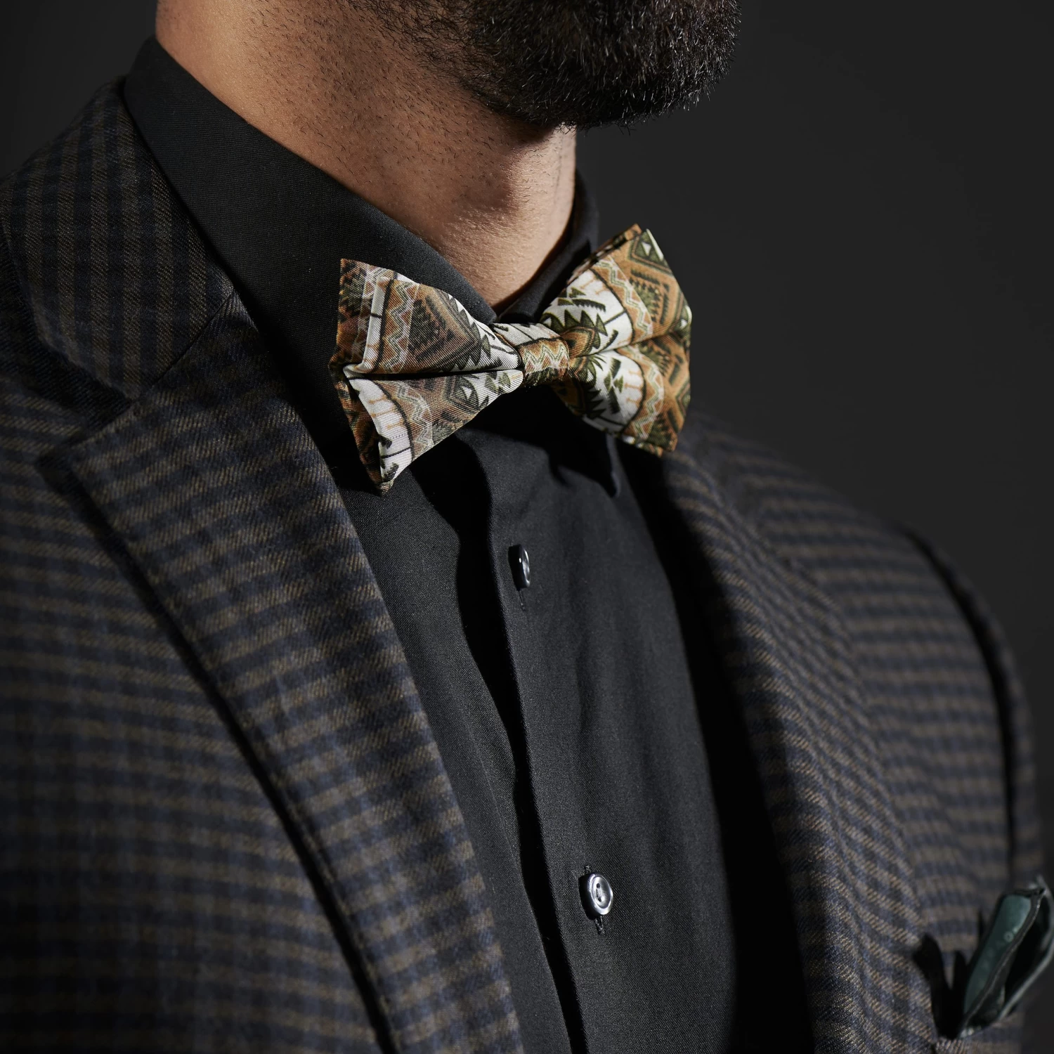 True Orange & Olive Green Silk Pre-Tied Bow Tie - Image 3