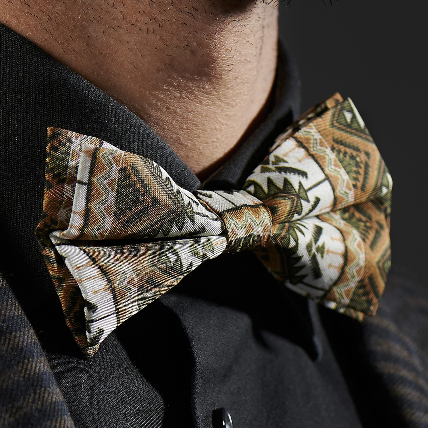 True Orange & Olive Green Silk Pre-Tied Bow Tie - Image 7