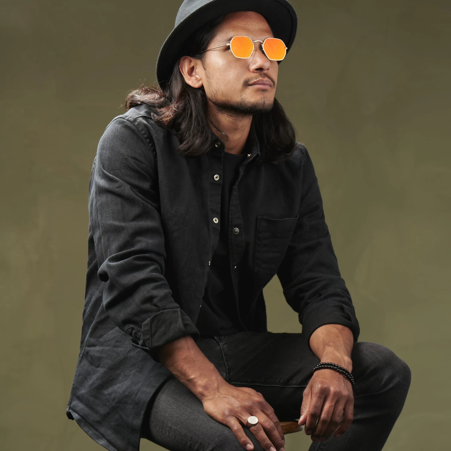 Gold-Tone & Orange Groovy Sunglasses - Image 5