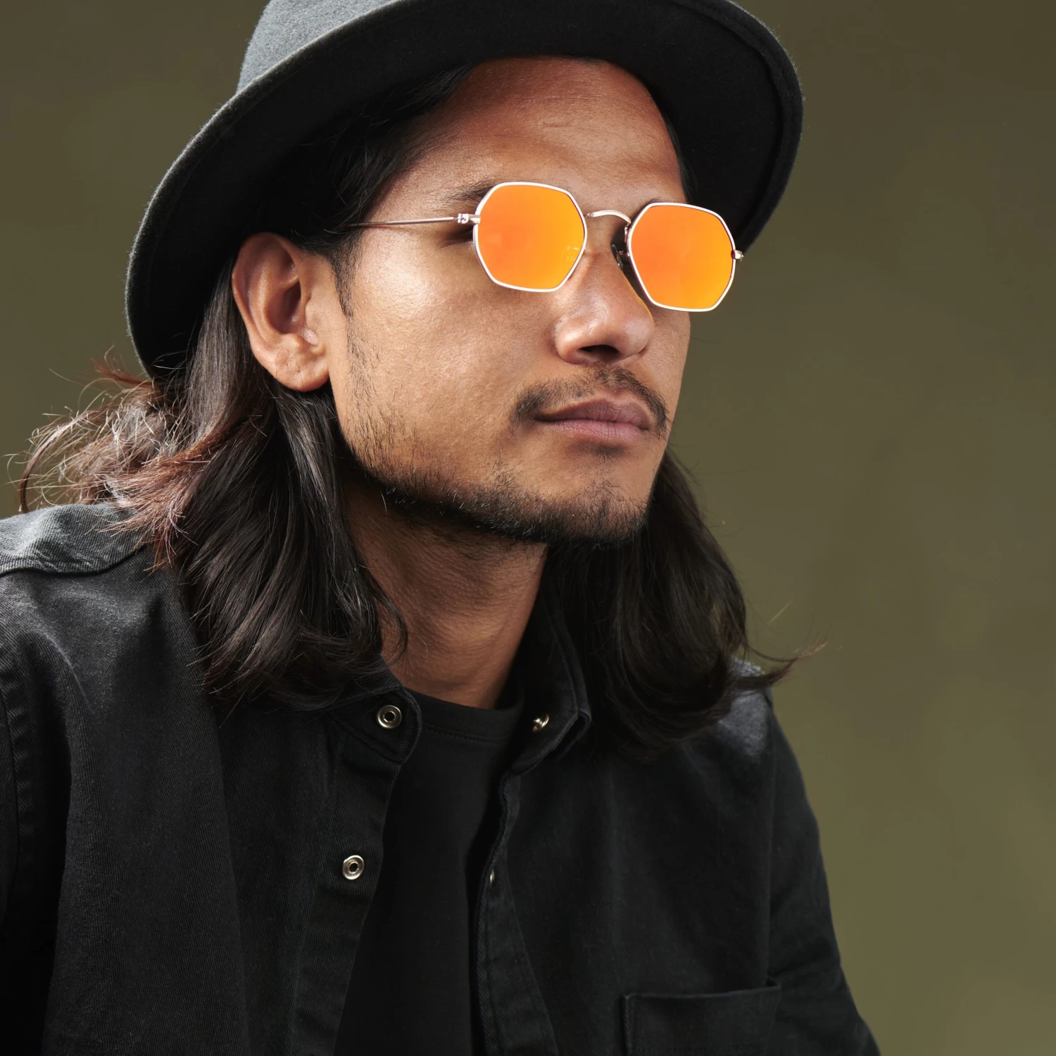 Gold-Tone & Orange Groovy Sunglasses - Image 4