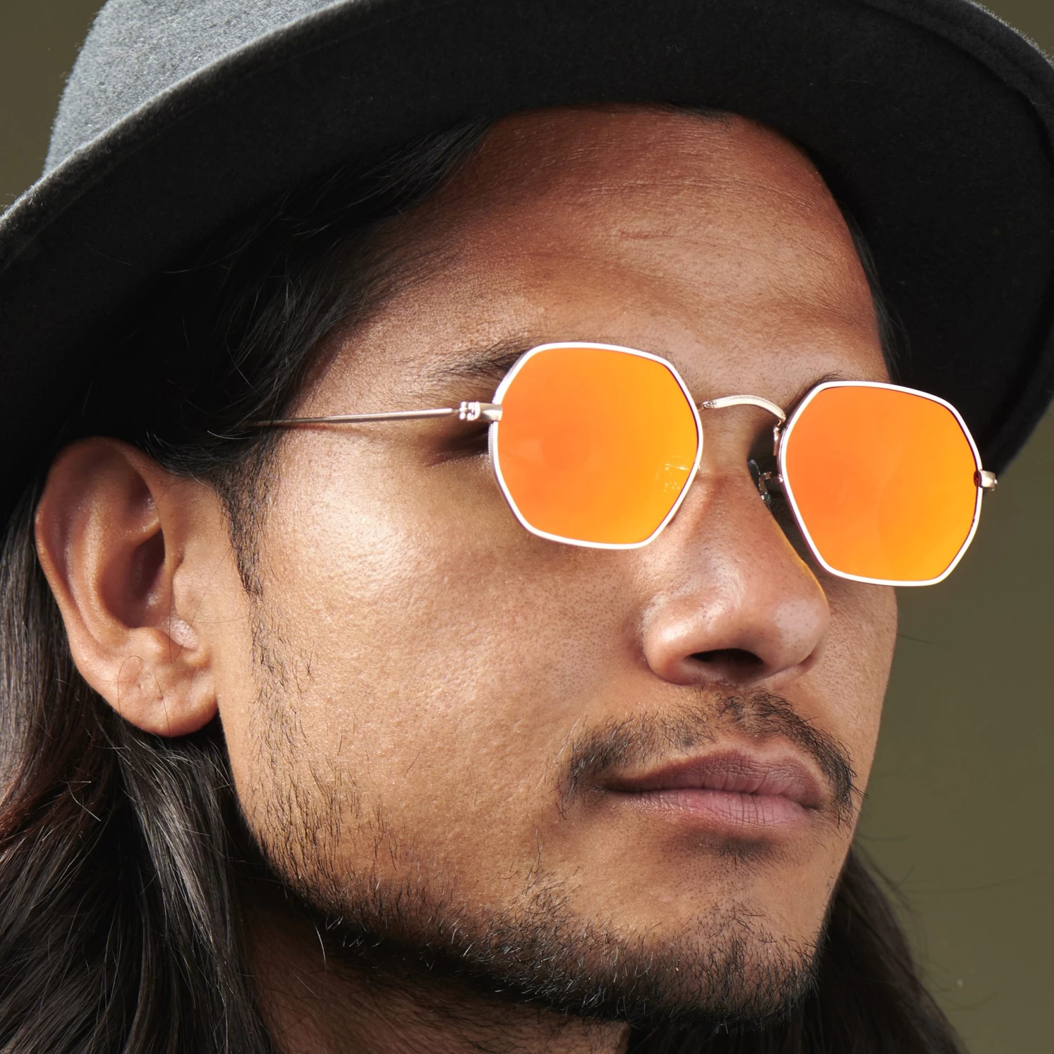 Gold-Tone & Orange Groovy Sunglasses - Image 6