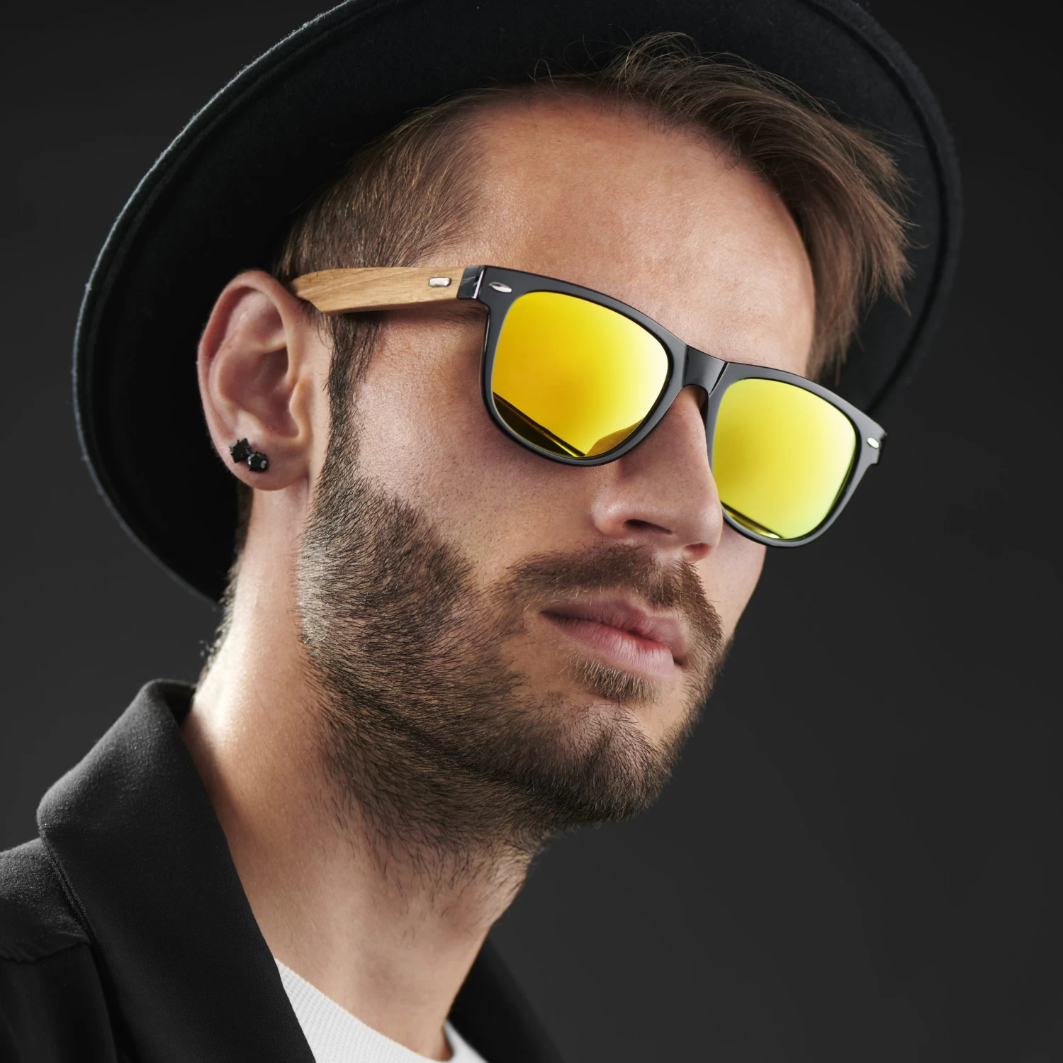 Black & Red Zebra Wood Mirror Sunglasses - Image 4