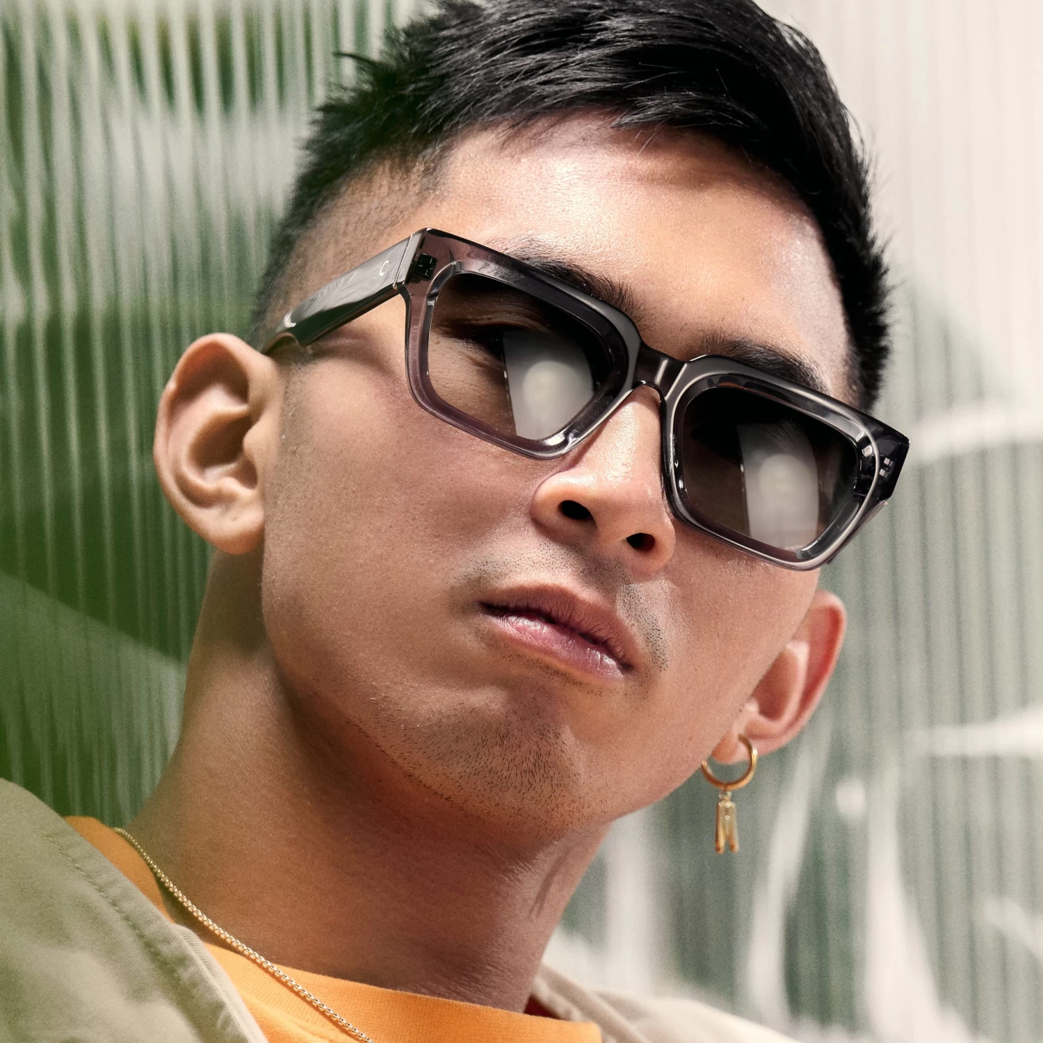 Occasus | Translucent Light Gray Square Polarized Sunglasses - Image 2