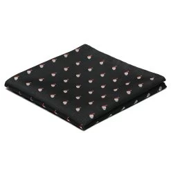 Black Christmas Skull Pattern Pocket Square
