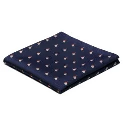 Navy Blue Christmas Skull Pattern Pocket Square