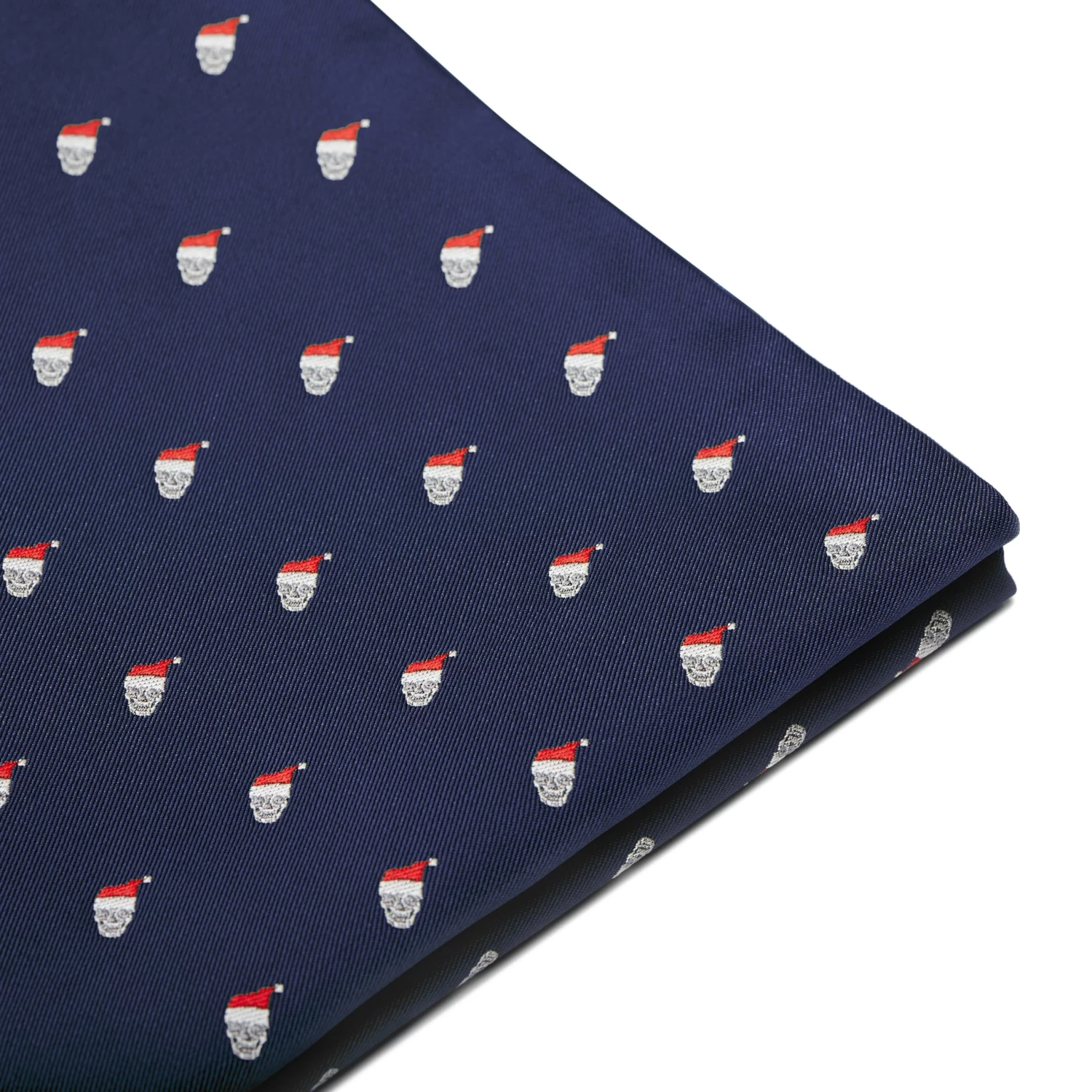 Navy Blue Christmas Skull Pattern Pocket Square - Image 2