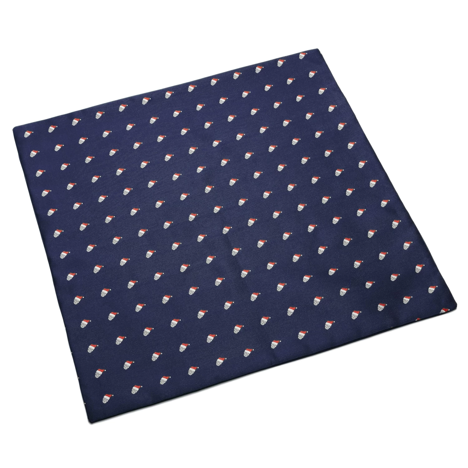 Navy Blue Christmas Skull Pattern Pocket Square - Image 4