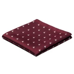 Burgundy Christmas Skull Pattern Pocket Square