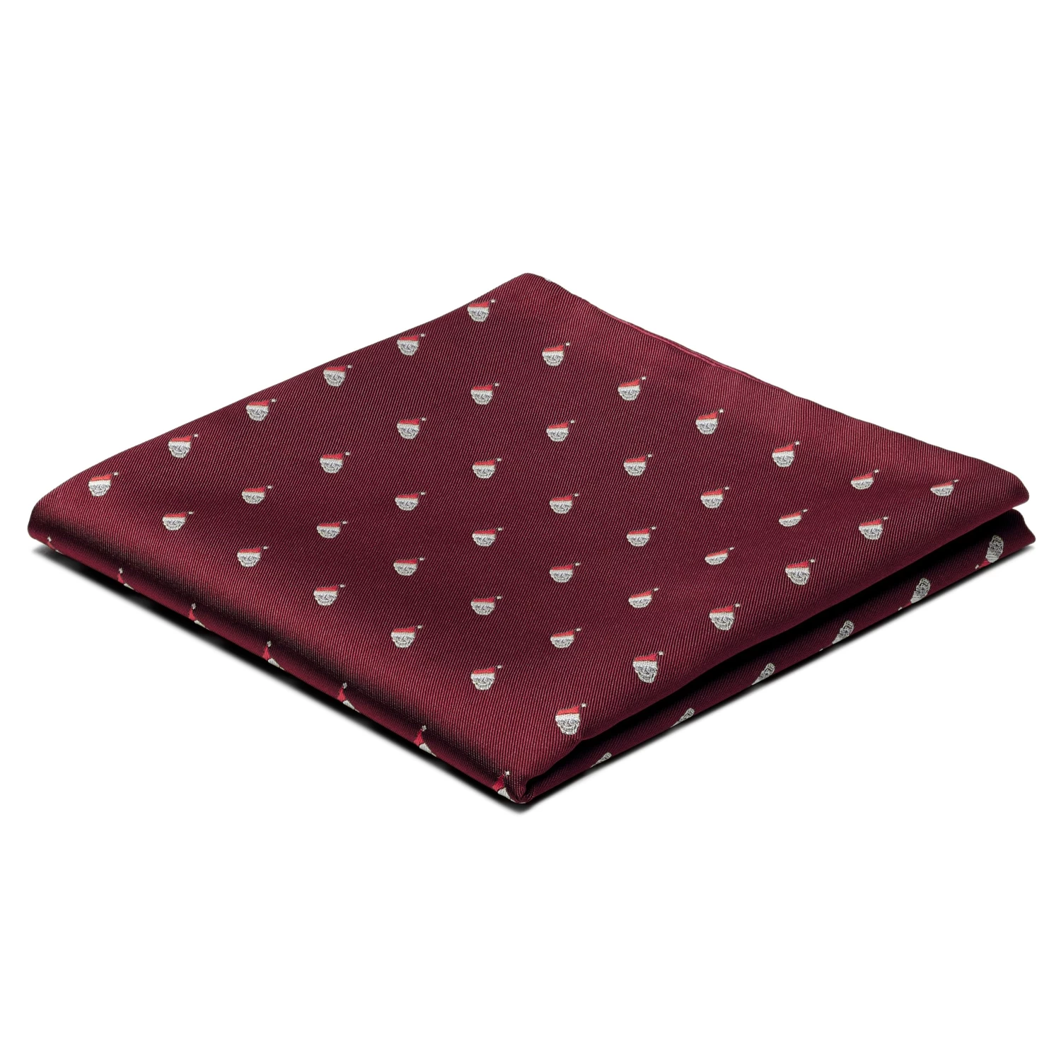 Burgundy Christmas Skull Pattern Pocket Square