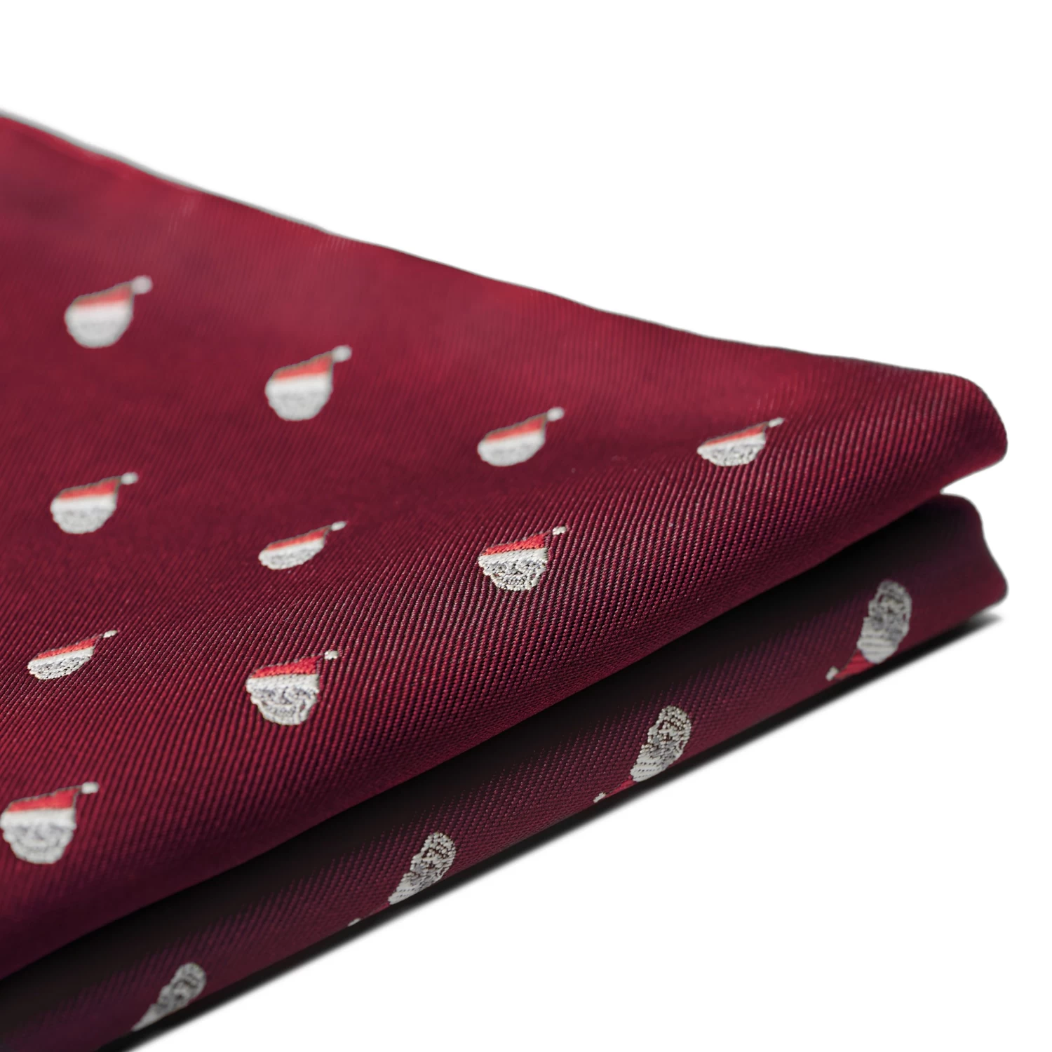 Burgundy Christmas Skull Pattern Pocket Square - Image 3