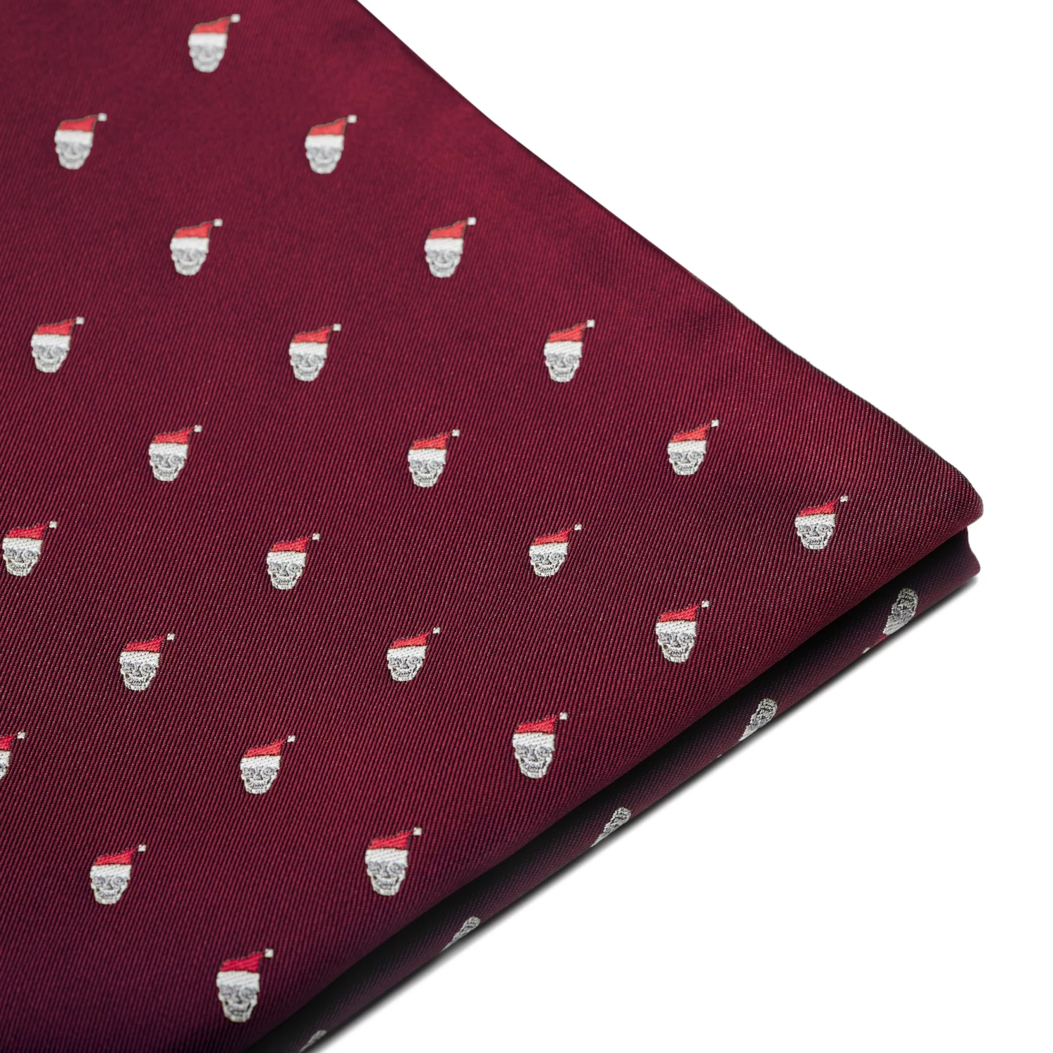 Burgundy Christmas Skull Pattern Pocket Square - Image 2