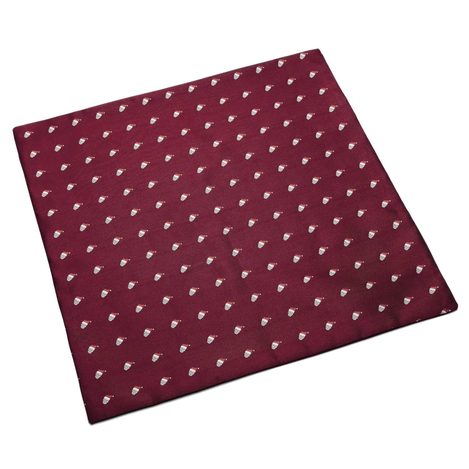 Burgundy Christmas Skull Pattern Pocket Square - Image 4