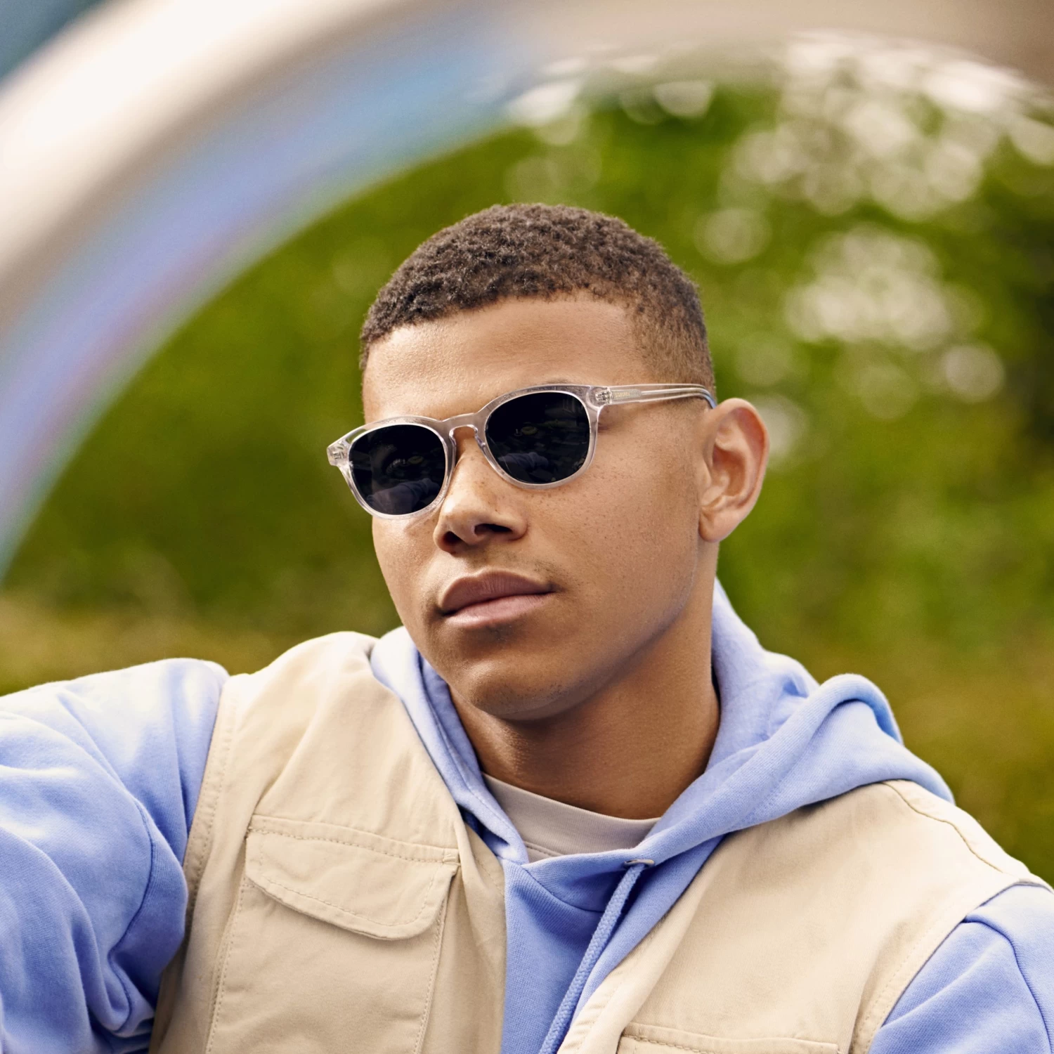 Classic Clear & Dark Grey Polarised Sunglasses - Image 3