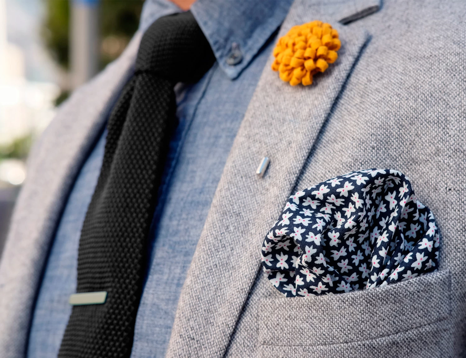 Black Polyester Knitted Tie - Image 4