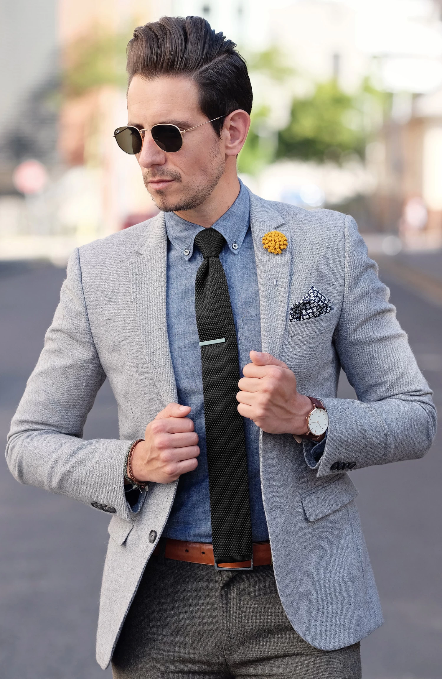 Black Polyester Knitted Tie - Image 5