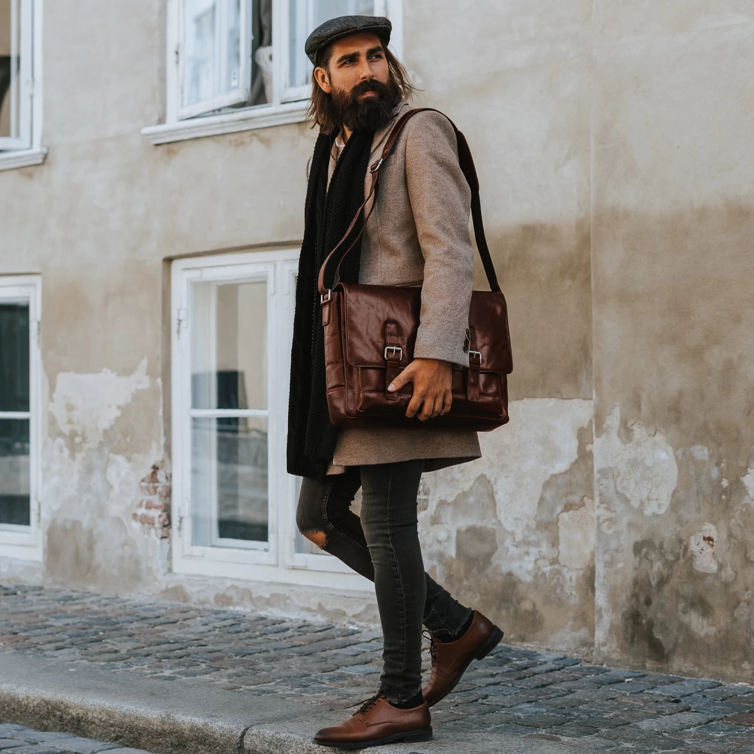 Fido | Chocolate Brown, Black & White Patterned Flat Cap - Image 7