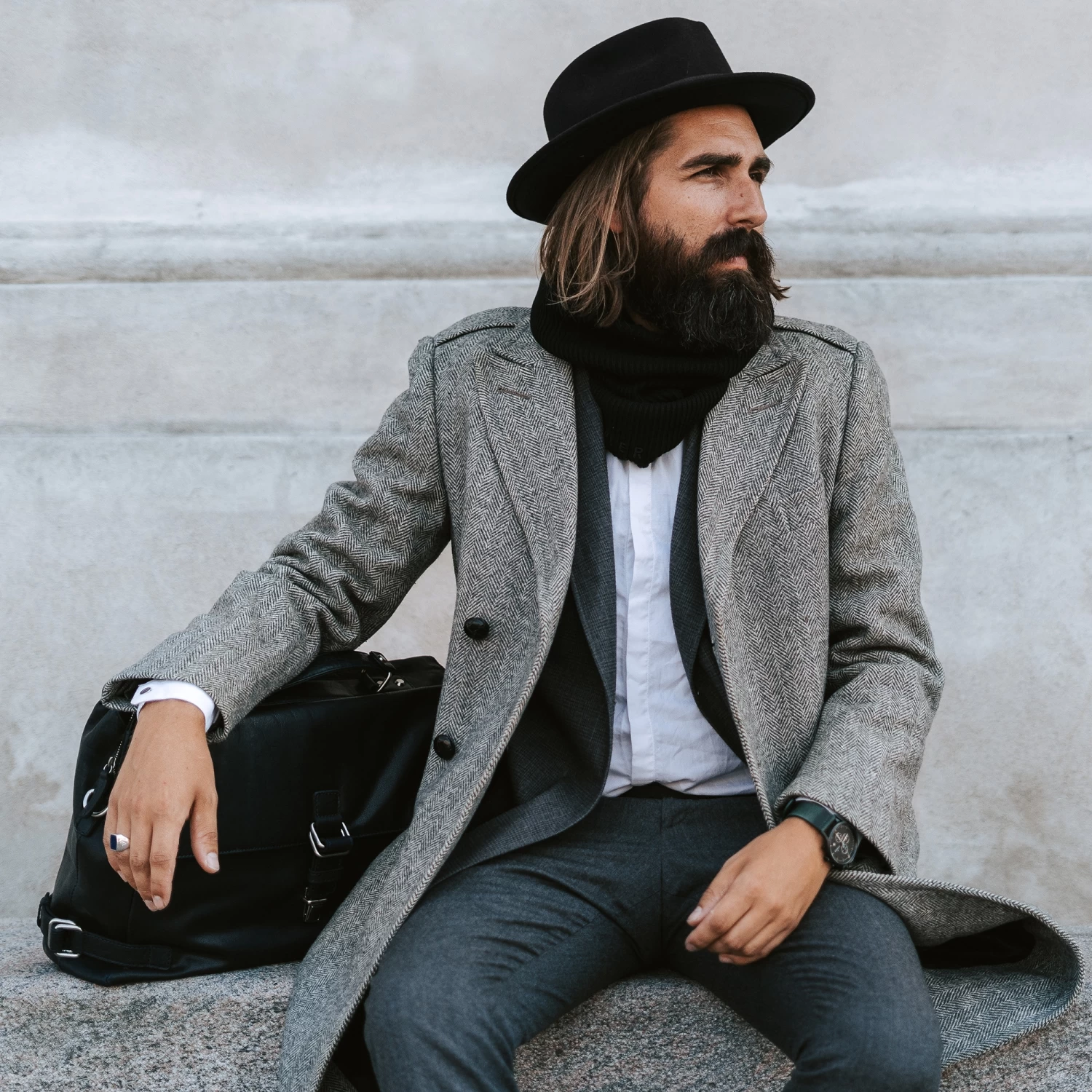 Fido | Black Wool Fedora Hat With Band - Image 6